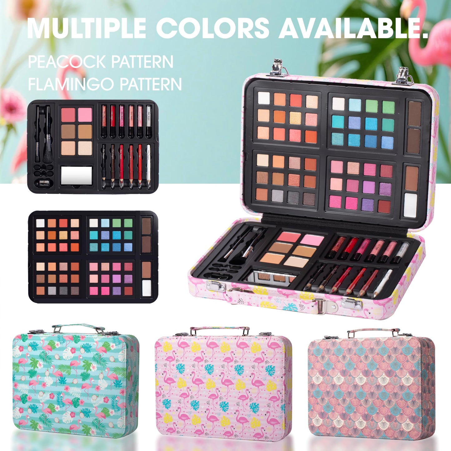 Hot Sugar Makeup Kit for Teenager Girls 13-15, All in One Beginner Makeup Kit for Women Full Kit, Teen Cosmetic Gift Set on Birthday Christmas (Green Flamingo)