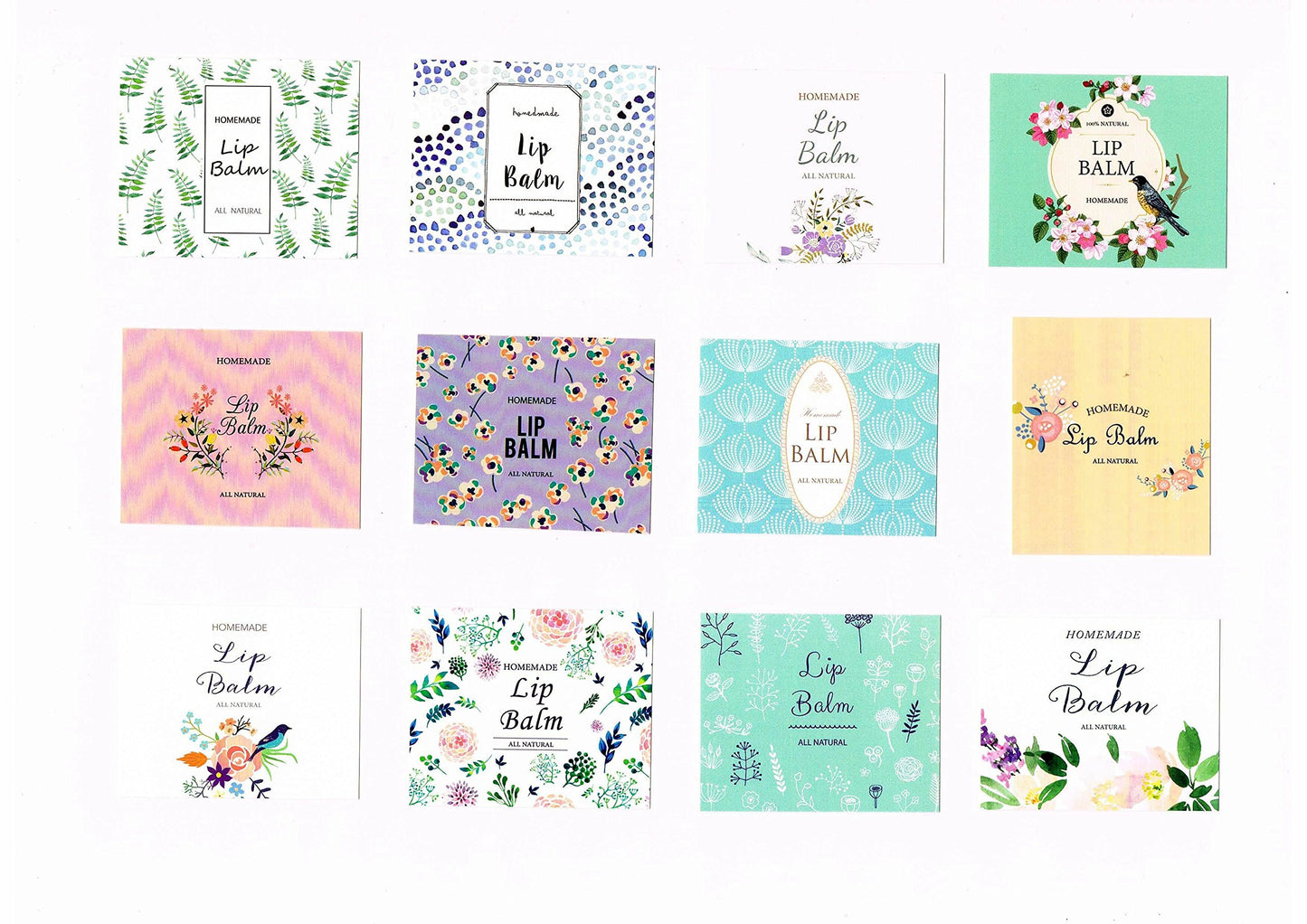 ZZYBIA Assorted Lip Balm Labels - 120pcs Paper Stickers for Lip Balm Containers