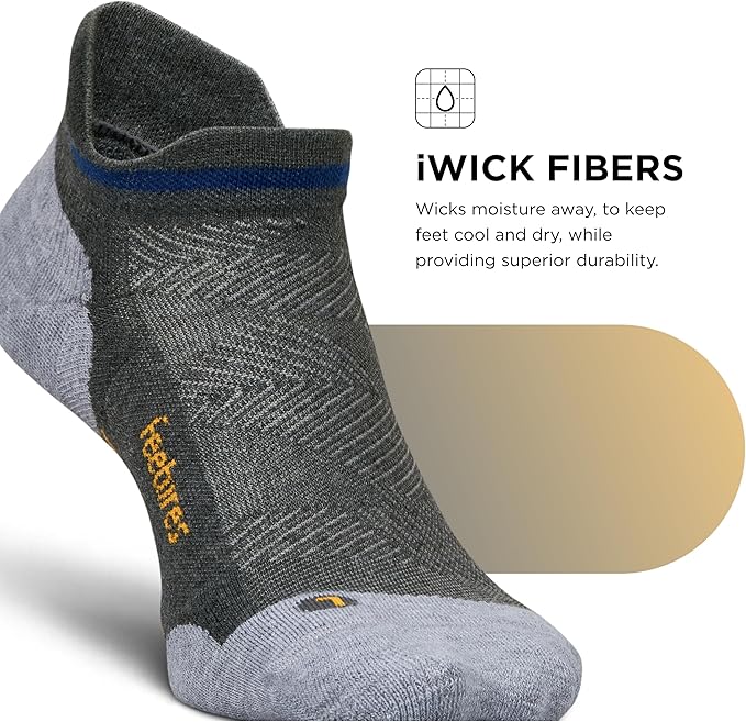 Feetures Elite Max Cushion No Show Tab Ankle Socks - Sport Sock with Targeted Compression