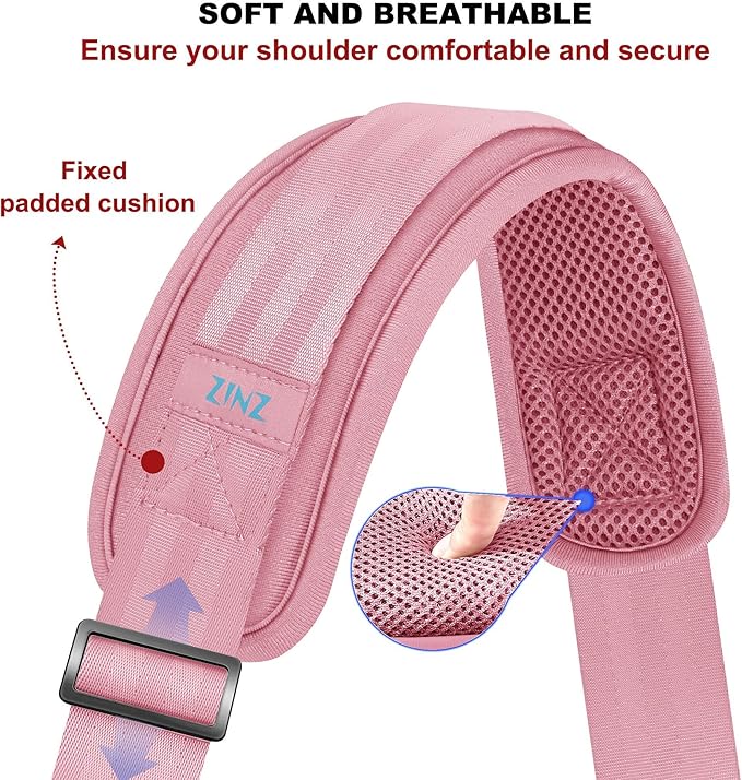 ZINZ 60" Universal Bag Strap with Ultra-Thick Fixed Breathable Pad Adjustable Heavy-Duty Shoulder Strap for Laptop Bag Crossbody Luggage Gym Bag Camera Bag and More -P01K01