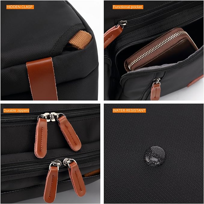 CoolBELL Convertible Backpack Messenger Shoulder Bag Laptop Case Handbag Business Briefcase Multi-Functional Travel Rucksack Fits 15.6 Inch Laptop for Men/Women (Black)