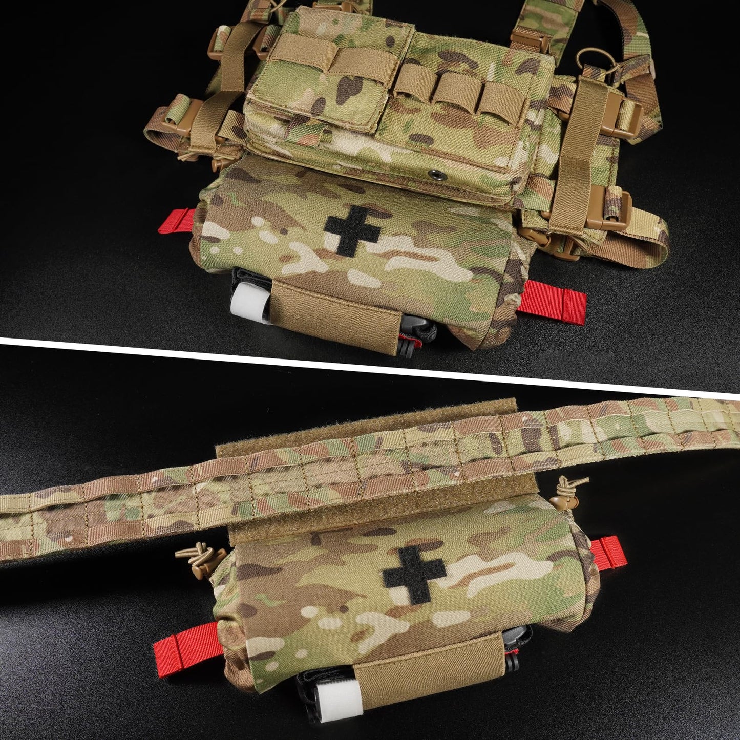 PETAC GEAR Tactical First Aid Drop Dump Pouch, Micro Medical Trauma Roll Up Drop Pouch EMT IFAK Sub Abdominal Carrying Bag with Hook-N-Loop (MC)