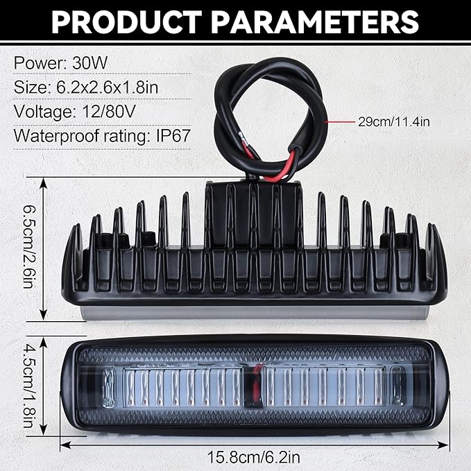 eTzone New 15 LED Forklift Safety Lights - Red, 30W DC 12-80V Warehouse Warning Lights - 2 Pack