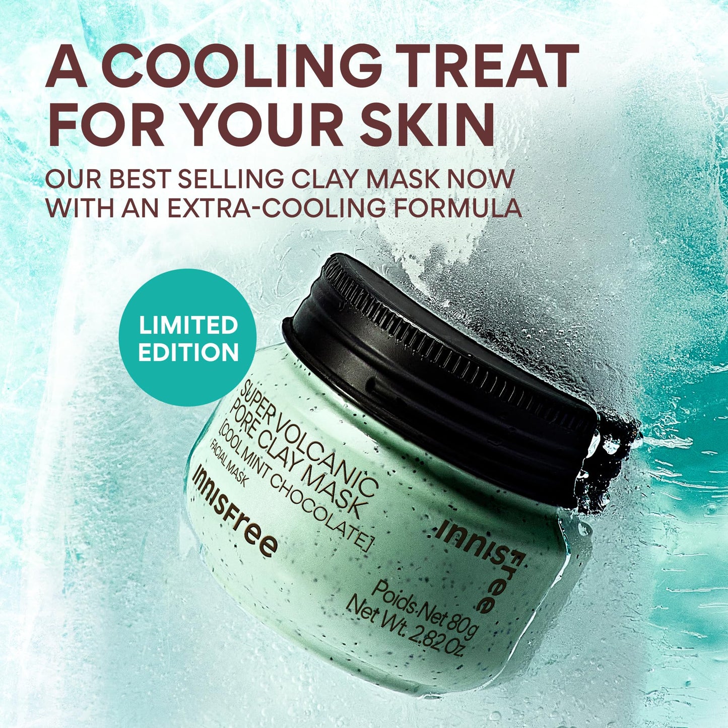 Innisfree Mint Chocolate Super Volcanic Clay Mask | Exfoliating Korean Mask with AHA and Hyaluronic Acid for Oily Skin | Cooling and Calming | Suitable for Normal to Dry Skin |Limited Edition