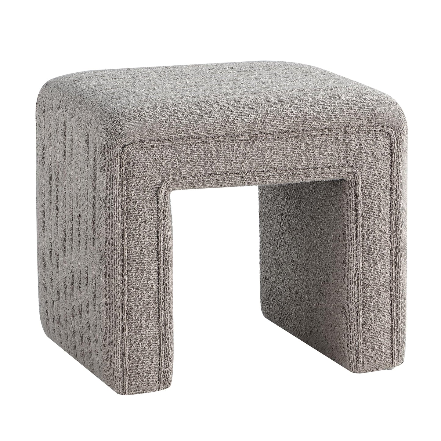 Get Set Style Vanity Stool Chair,Modern Boucle Ottoman Foot Stool with Wooden Legs Sofa Bench Footstool Extra Seat for Vanity,Makeup Room,Living Room,Entryway,Office (Fully Assembled) (Taupe)