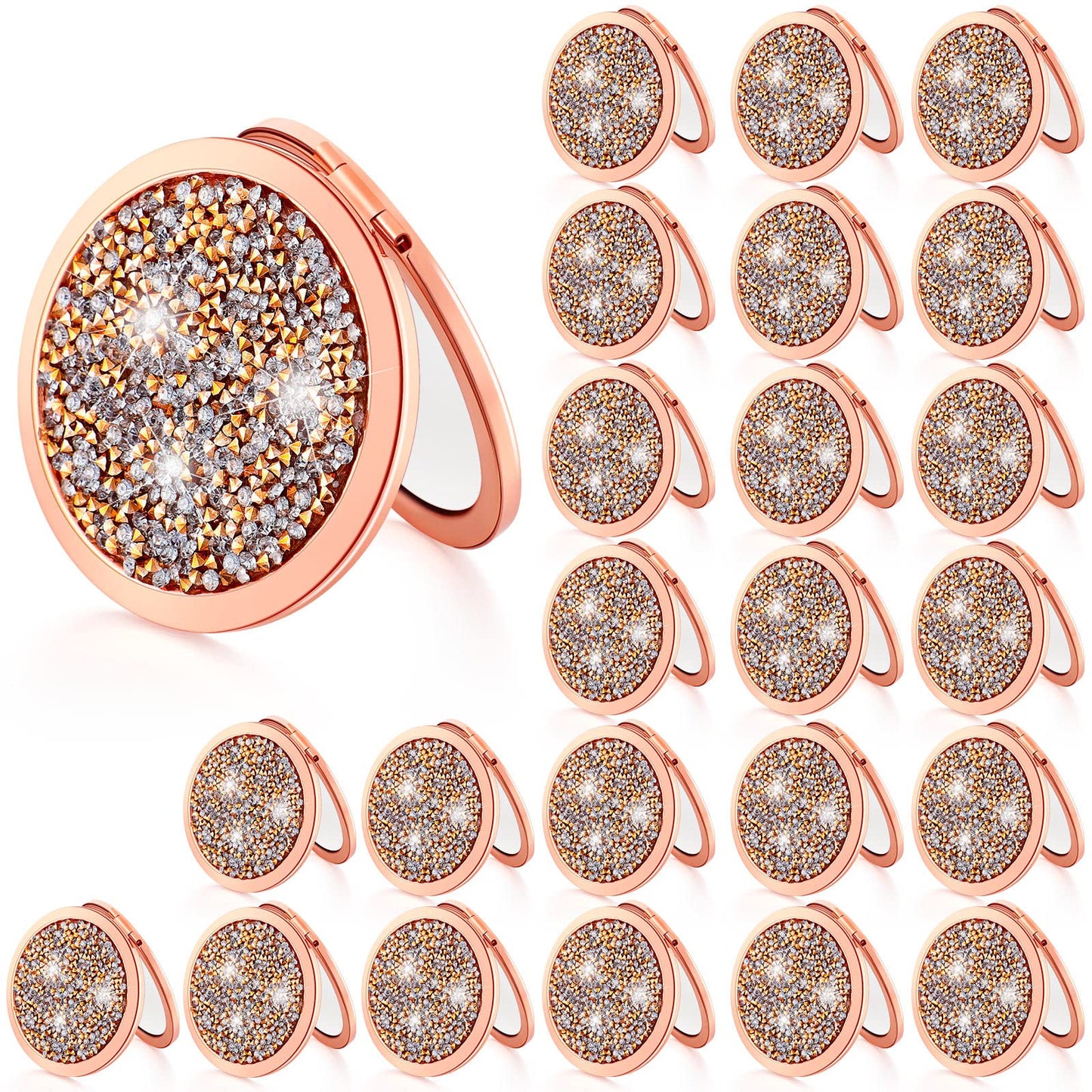Vicenpal 24 Pcs 12 Pcs Compact Cosmetic Mirror Round Pocket Makeup for Bridesmaid Gifts Hand Held Small Mirror for Purse Compact Travel Accessory Proposal Bridal Shower Gifts, 2.75 Inch