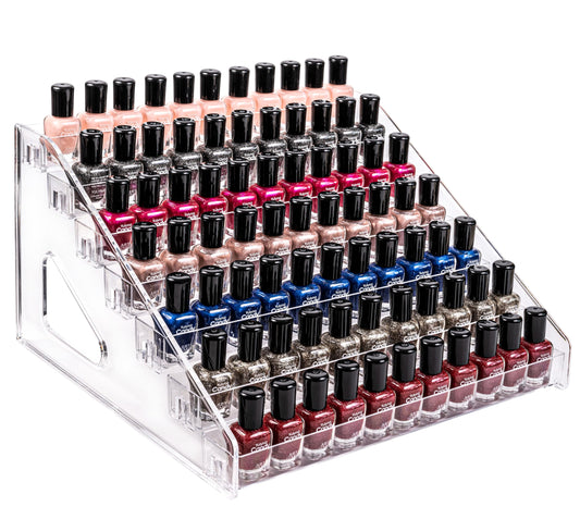Pero Pero Nail Polish Organizer Acrylic Display Rack for Nail Polish Holder Sunglasses Organizer Essential Oils Holder Clear Eyeglasses Display Case Makeup Organizer
