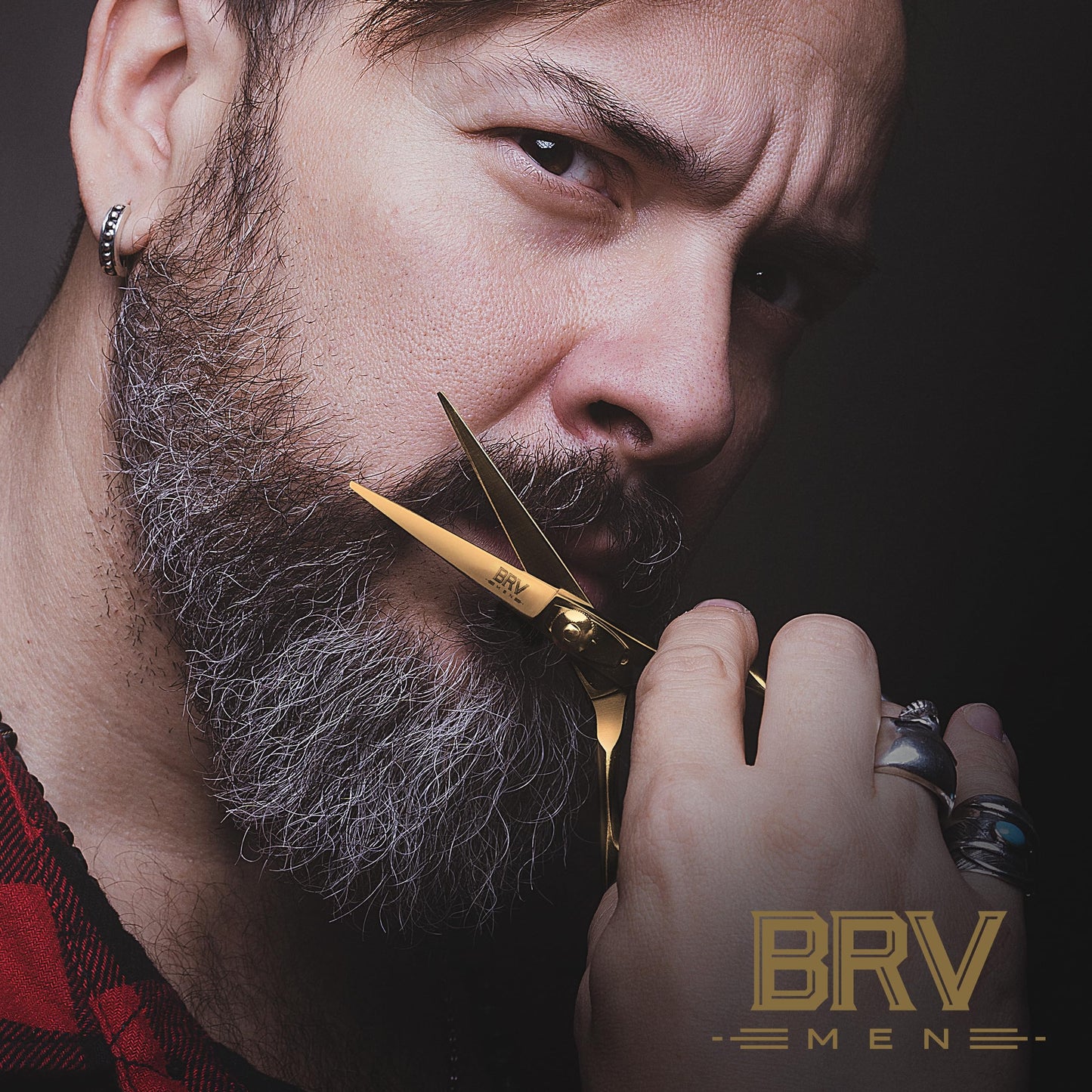 Facial Hair Scissors for Men | Titanium Series | Mustache & Beard Trimming Scissors | 5.5 inches l Sharp & Precise Grooming | Razor Edge Barber Scissor (RIGHT HANDED - titanium bronze)
