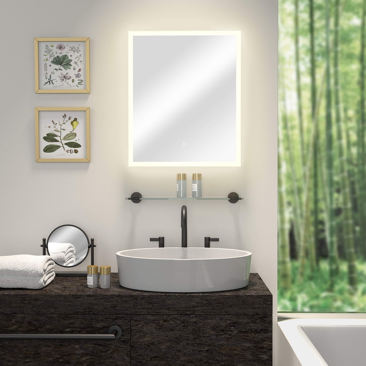 Gatco 1391MX Table Mirror, Matte Black/ 7.50"