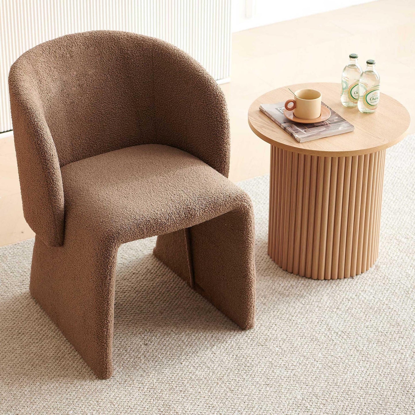Homedot Upholstered Dining Chairs Set of 6, Modern Dining Room Chairs with Barrel Back, Accent Arm Chair for Dining Room, Living Room, Bedroom, Vanity, Brown