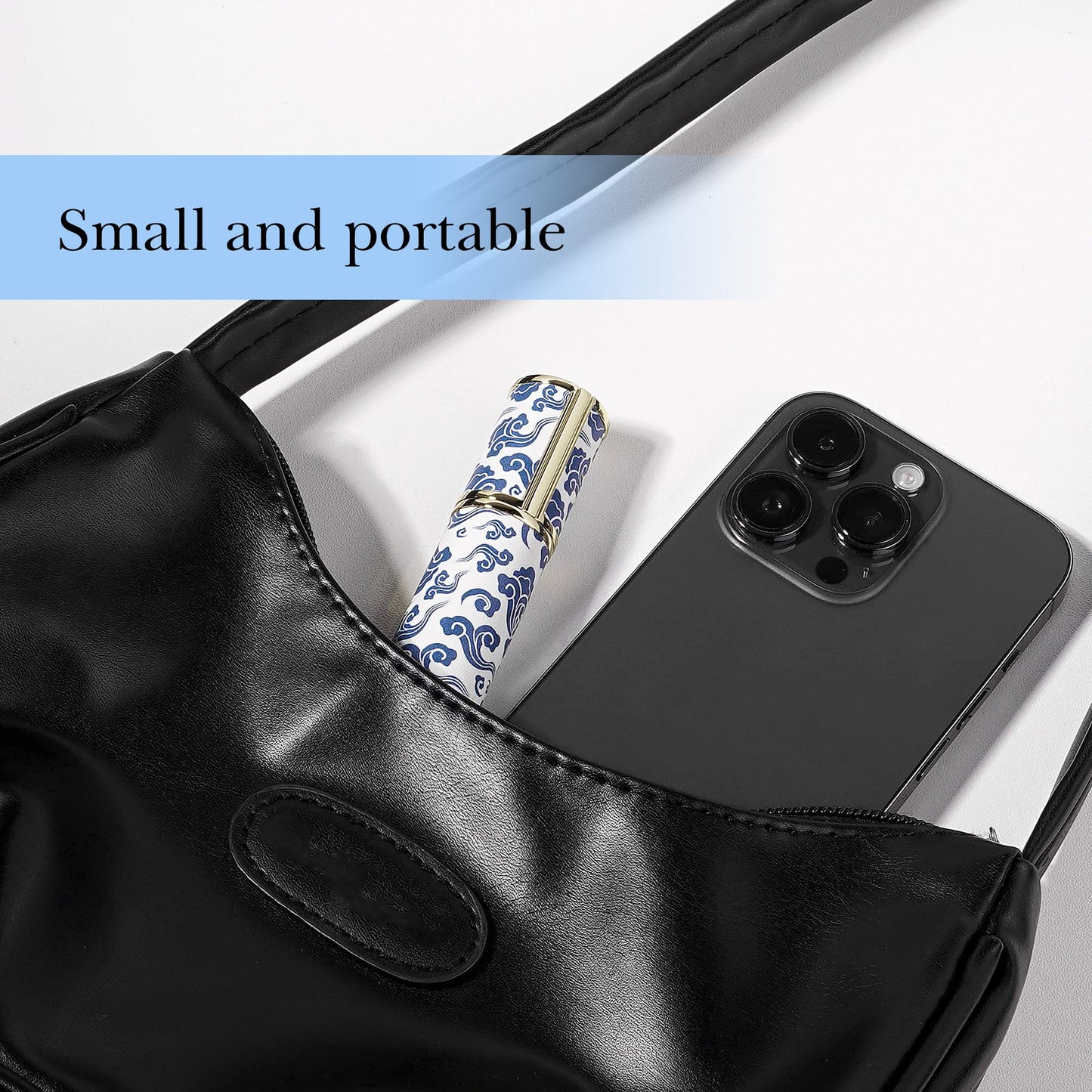LUEXBOX Portable Perfume Bottle for Travel, Mini Refillable Perfume Dispenser, 5ml Faux Leather Leak Proof Perfume Atomizers, Blue and White Bottles Sprayer for Pocket Perfume (Blue Cloud)