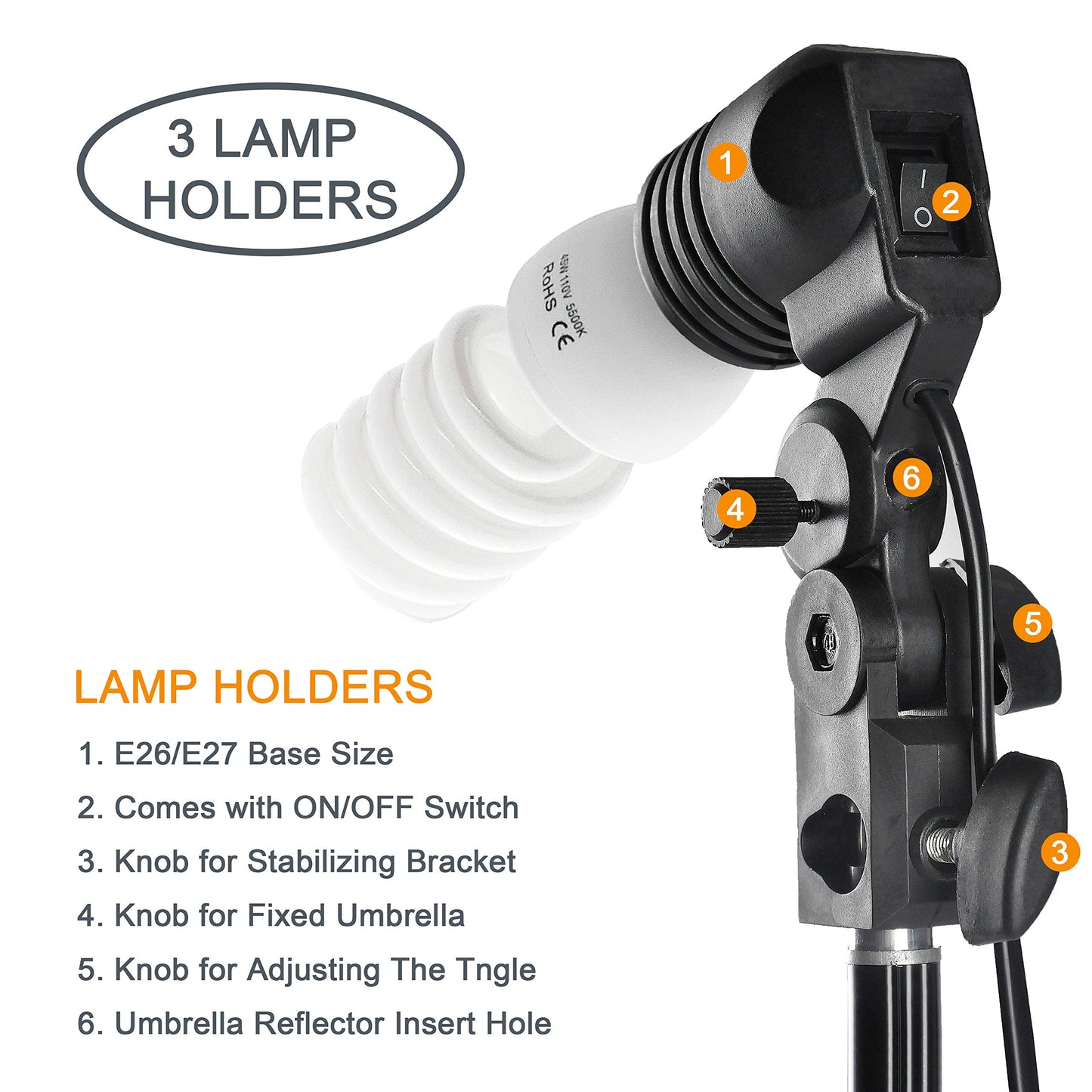 EMART Umbrella Photography Lighting Kit, 200/700W Bulbs, Soft Light Continuous Photographic Reflector Set for Portrait Studio Video Recording, Filming, Podcast