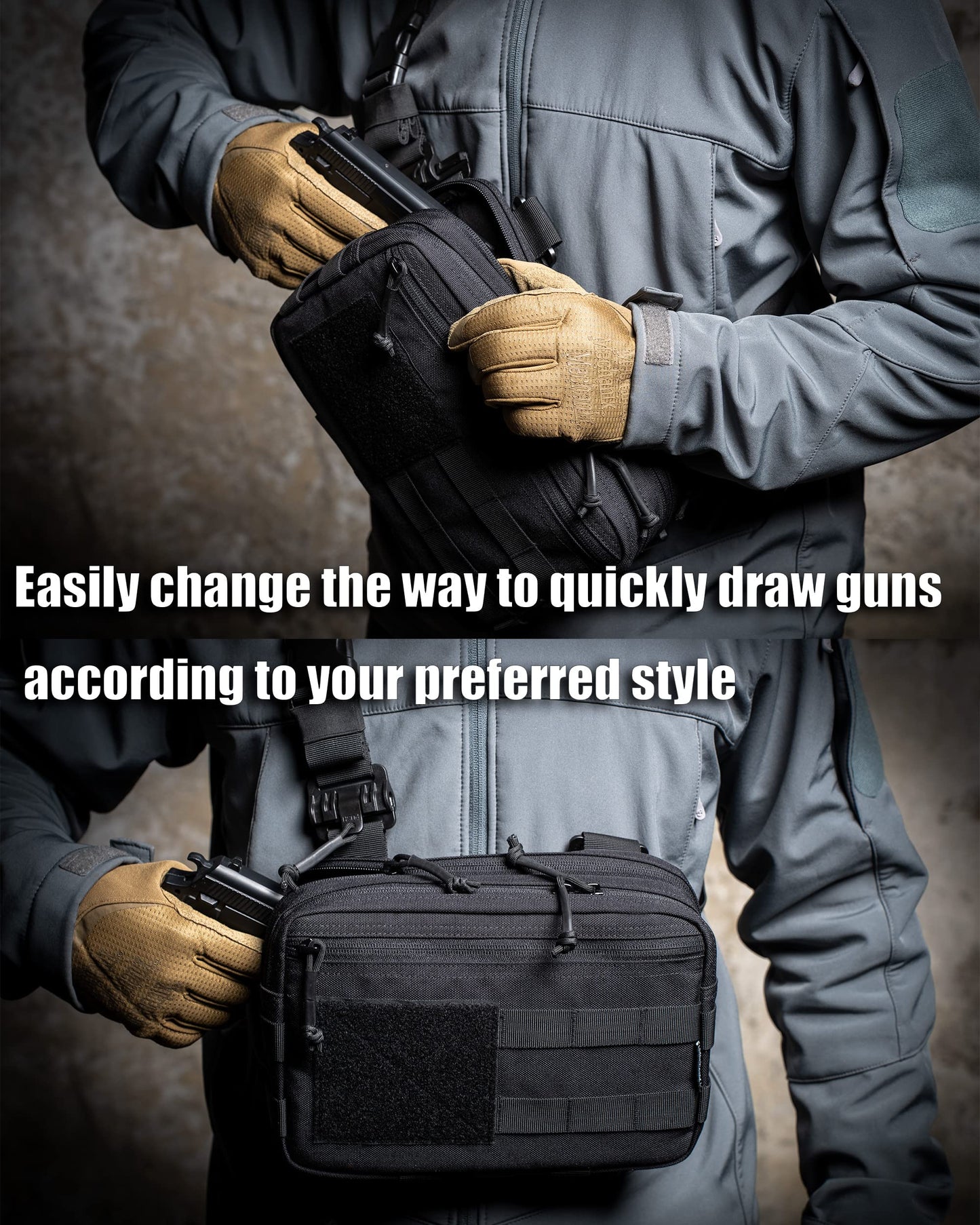 CLTAC Tactical Chest Rig Bag Concealed Carry CCW Pack Molle Pouch IFAK EMT Medical Organizer for Outdoor Hunting Shooting Hiking with Quick Release Harness