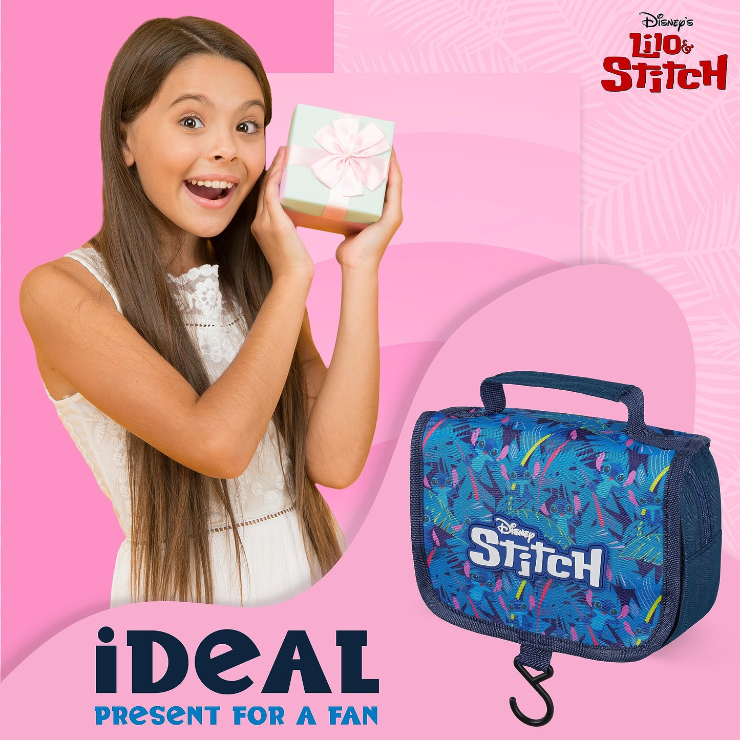 Disney Stitch Hanging Toiletry Bags for Women Teenagers Girls Minnie Mouse Cosmetic Bag Travel Accessories Stitch Gifts (Blue Stitch)