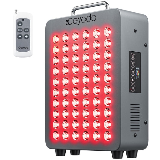 Red Light Therapy, 4 Chip LED Infrared Light Panel with Near-Infrared Light 630nm 660nm 850nm 940nm, 138W High Power 60 LED Red Light Device for Body, Face, Includes Hanging Kit & Handle, Gray