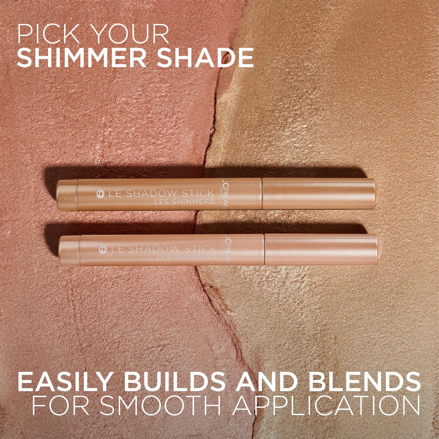 L'Oreal Paris Le Shadow Stick Shimmer Eyeshadow, High-Pigment, Long-Lasting, and Blendable Cream Eyeshadow Stick, Transfer and Smudge-Resistant Eye Makeup, Nude Lights