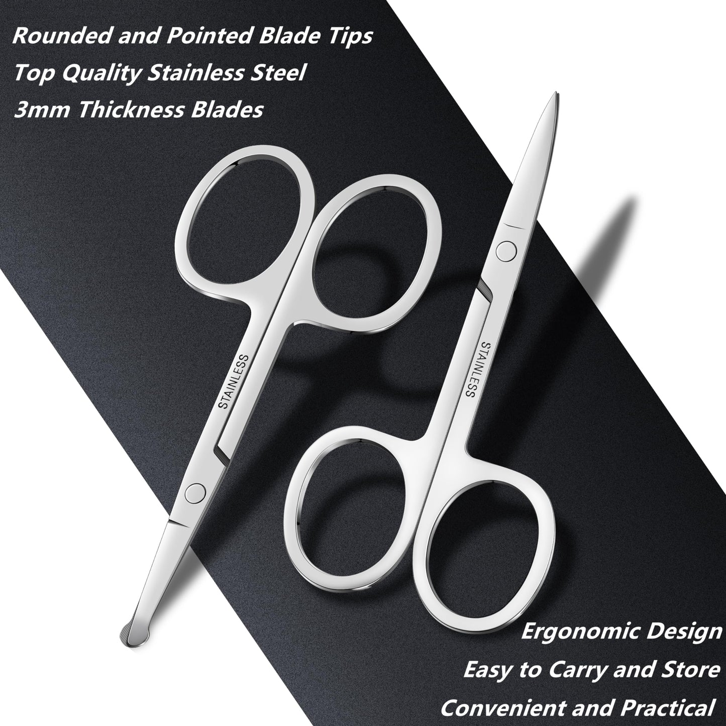 Natzerat 24-Pack Nose Hair Grooming Scissors, Sharp Stainless Steel Manicure Cuticle Scissors with Round tip,Small Scissors Beauty for Men Women Eyebrow,Mustache,Beard Ear Trimming Kit