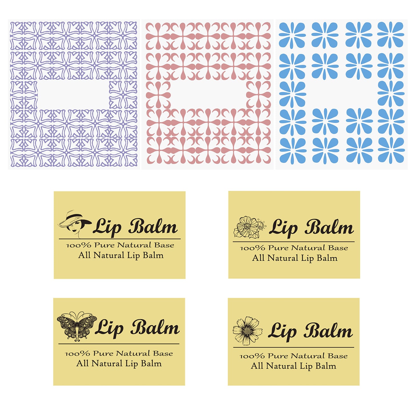 Kare & Kind Lip Balm Crafting Kit - 50x Empty Transparent Container Tubes (3/16 Oz (5.5 ml) With Twist Mechanism Cap - 50 Writeable and 50 Printed Stickers - DIY Kit