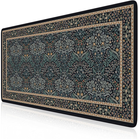 iCasso Desk Cover Mat, Office Mouse Pad, Desk Protector Mat, Extra Large Matt for Desktop,Anti-Slip XXL Big Mousepad with Stitched Edges for Computer Keyboard Retro Black