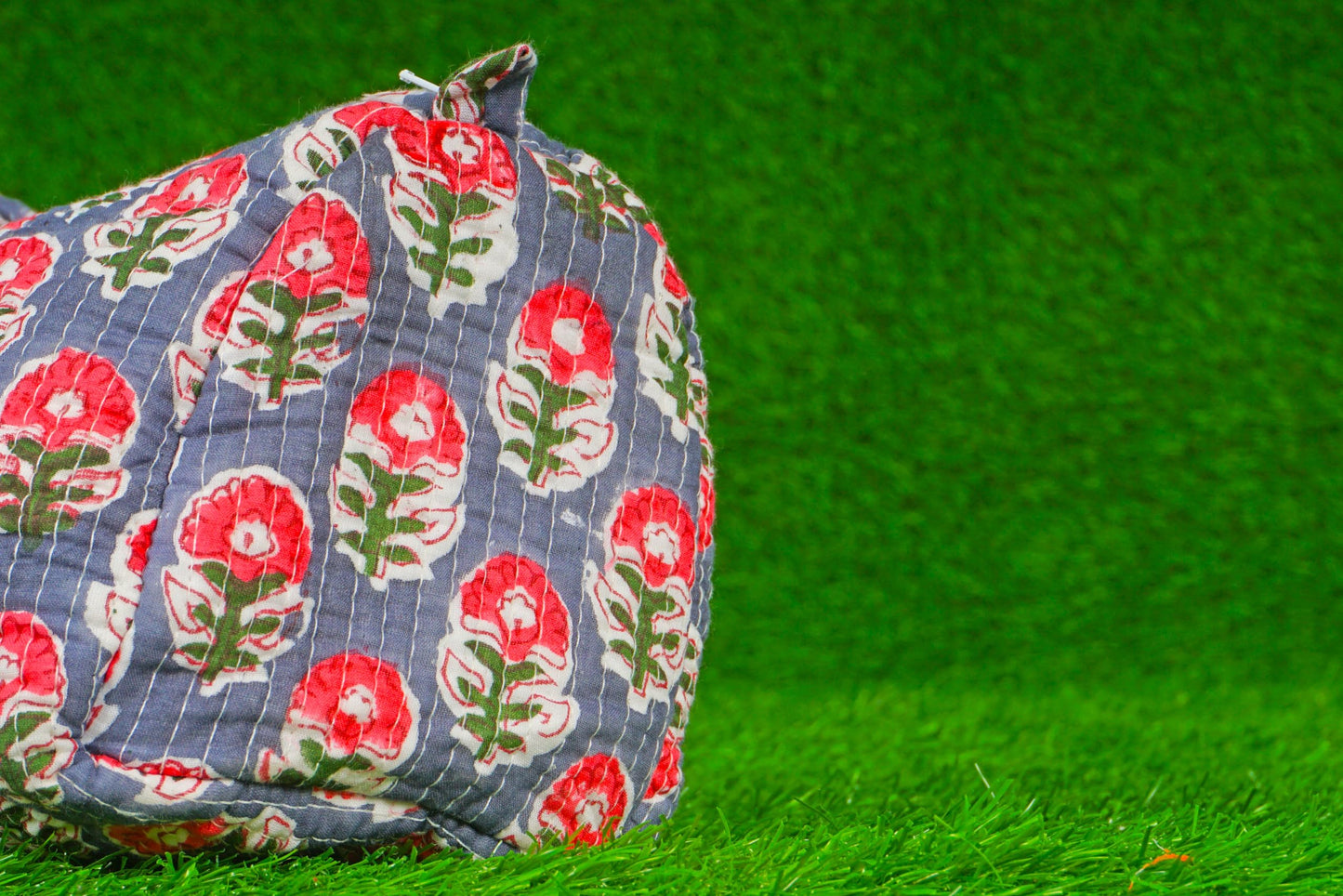 Generic Pieces Indian Handmade Cotton Quilted Handmade Floral Hand Block Print Toiletry Bag,Cosmetic Pouch Bag Makeup Bag For Women (1, Blue A), 85485