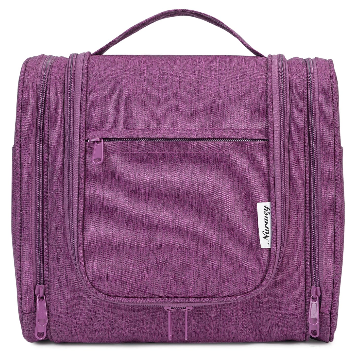 Narwey Large Hanging Toiletry Bag for Women Travel Makeup Bag Organizer Toiletries Bag Dry Wet Separation (Dark Purple)
