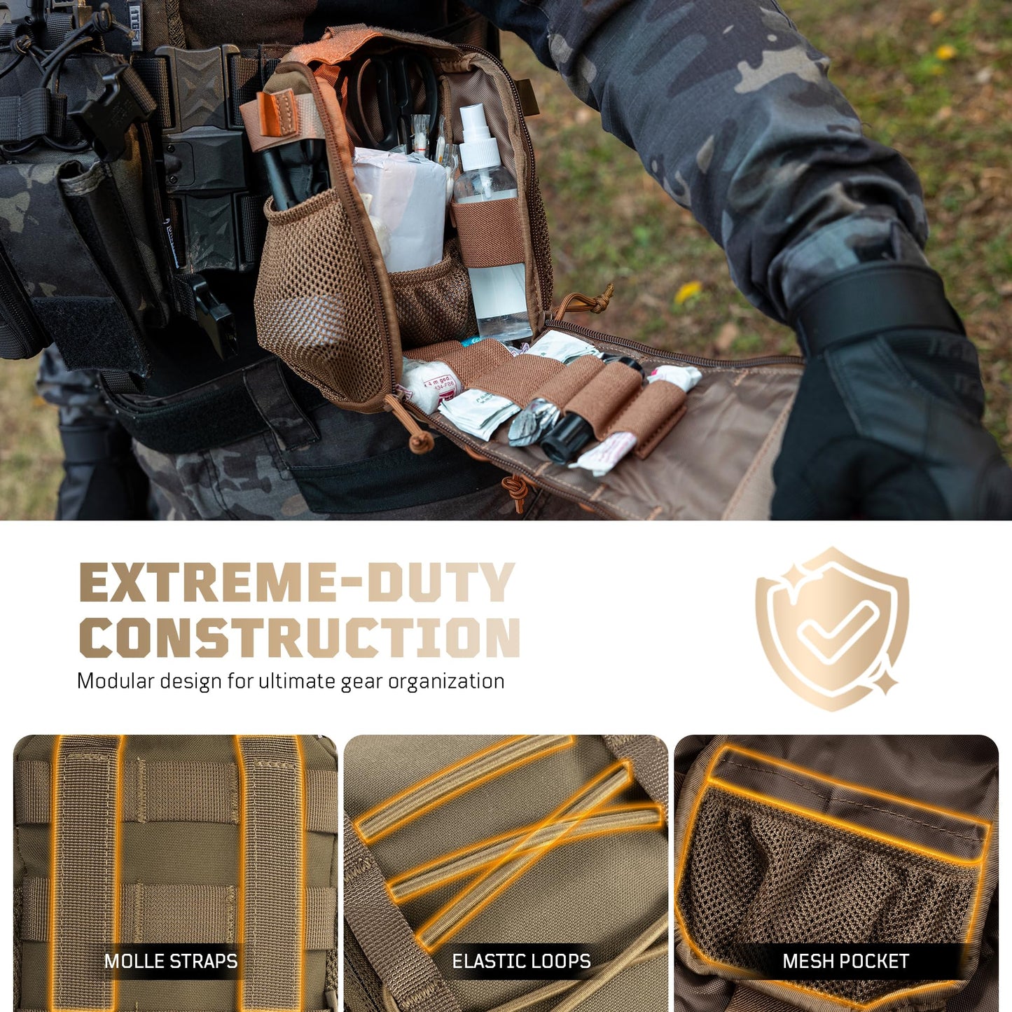 OneTigris Large IFAK Pouch, Tactical MOLLE Medical Bag with Internal Organizers, Rip-Away EMT Trauma Kit Pouch for Outdoor Hiking, Camping, Hunting & Emergency Prep (Empty)