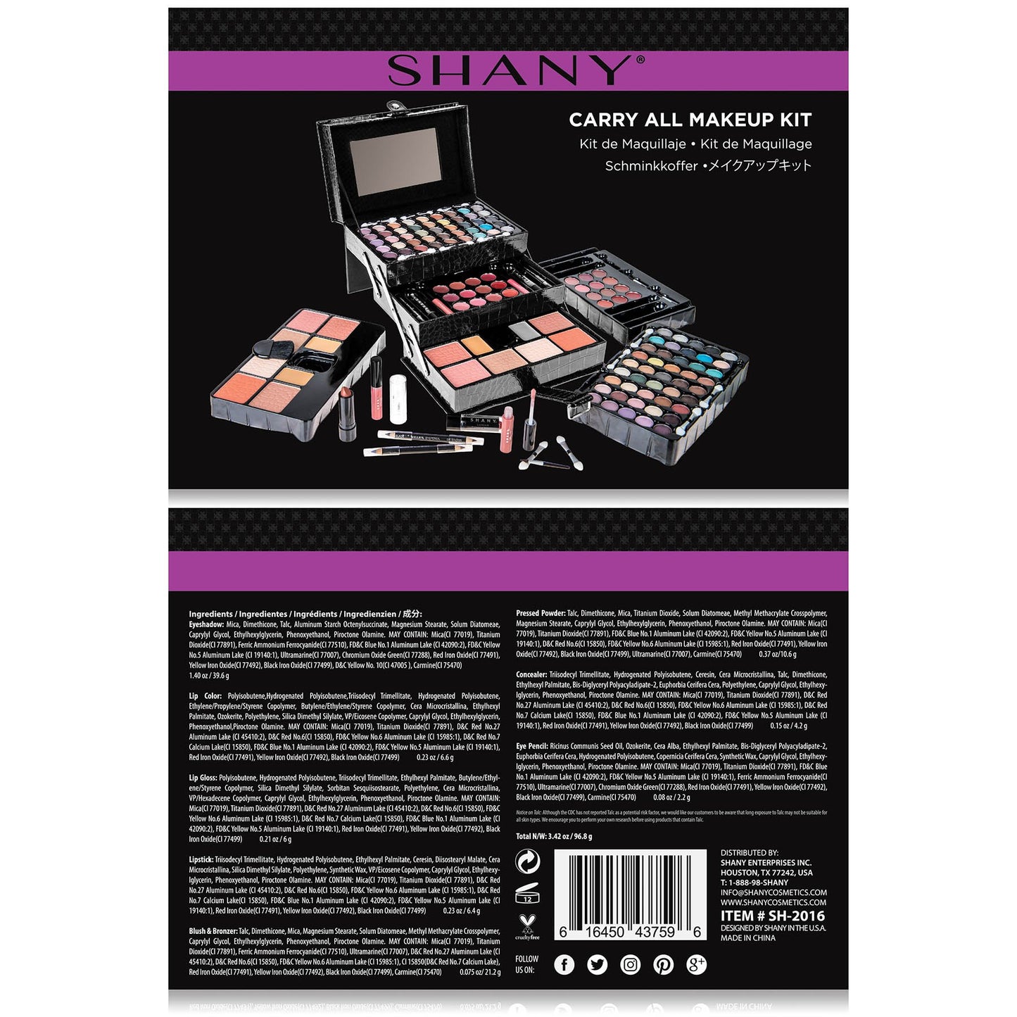 SHANY All In One Makeup Set, 67 Colors Eyeshadow, Blushes, Face Powder, Lipstick, Eye liners, Make up Pencils and Cosmetics Mirror - Makeup Kit With Reusable Beauty Organizer Train Case - Black