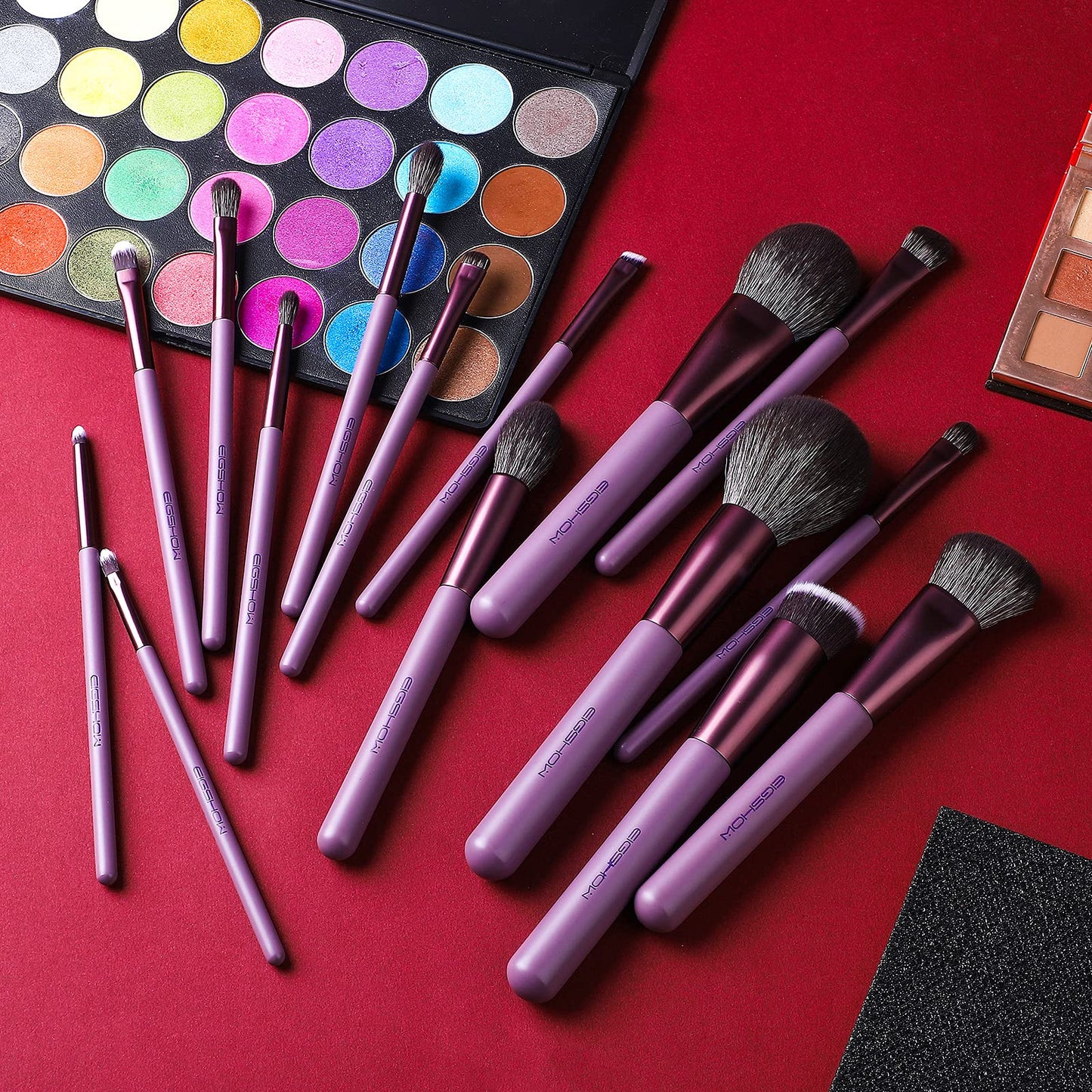 Makeup Brush Set, EIGSHOW Professional Makeup Brushes Kit Foundation Powder Concealers Eye Shadows Makeup 15 Piece for Eye Face Liquid Cream Cosmetics Brushes Kit, Gift for Women, Travel Set(Purple)