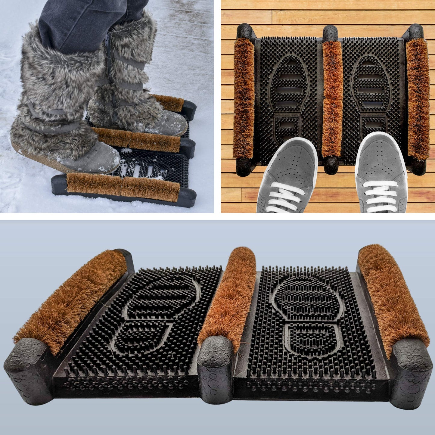 NINAMAR Mud Scrubber Rubber Brush Mat - Scrub & Scrape Muddy Shoes - 1 Pack