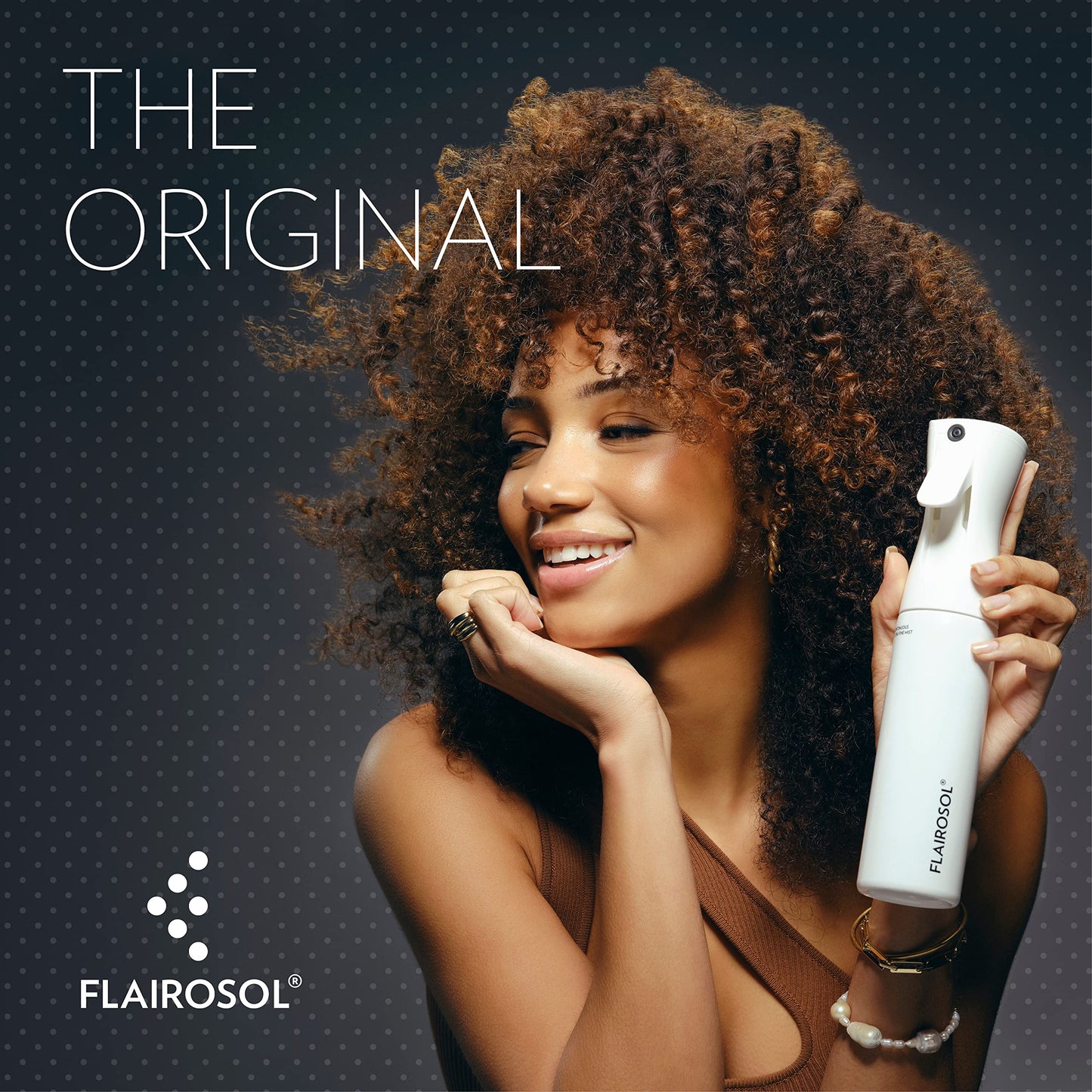 FLAIROSOL - The Original, Spray Bottle for Hair, Continuous Ultra Fine Water Mist Sprayer for Hairstyling, Barbers, Salons, Cleaning, Plants, 10.1oz/300ml (White Bottle-Coral Print)