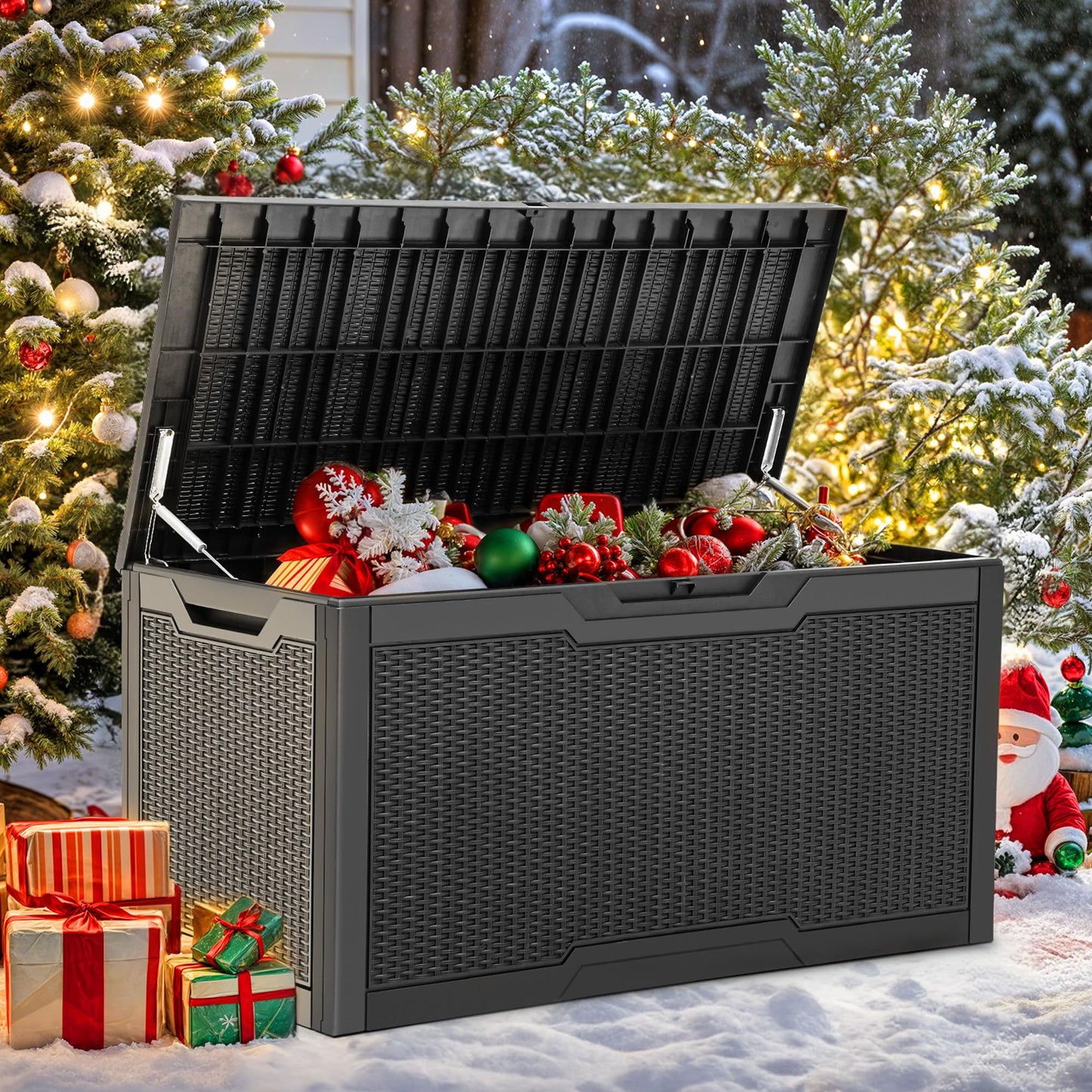 YITAHOME 100 Gallon Outdoor Storage Box, Large Water Resistant Resin Deck Box, Indoor Outdoor Lockable Storage Container for Patio, Garden, Cushions, Tools, Equipment (Black)