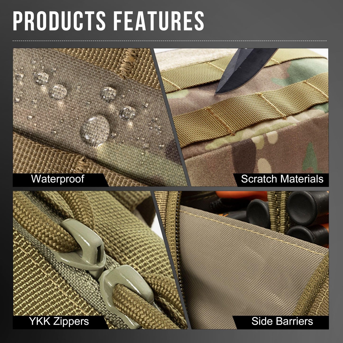 OneTigris MOLLE Pouch, Tactical Admin Pouch Belt EDC Tool Organizer Zippered Utility Waist Pack 8" x 5" x 2.5"
