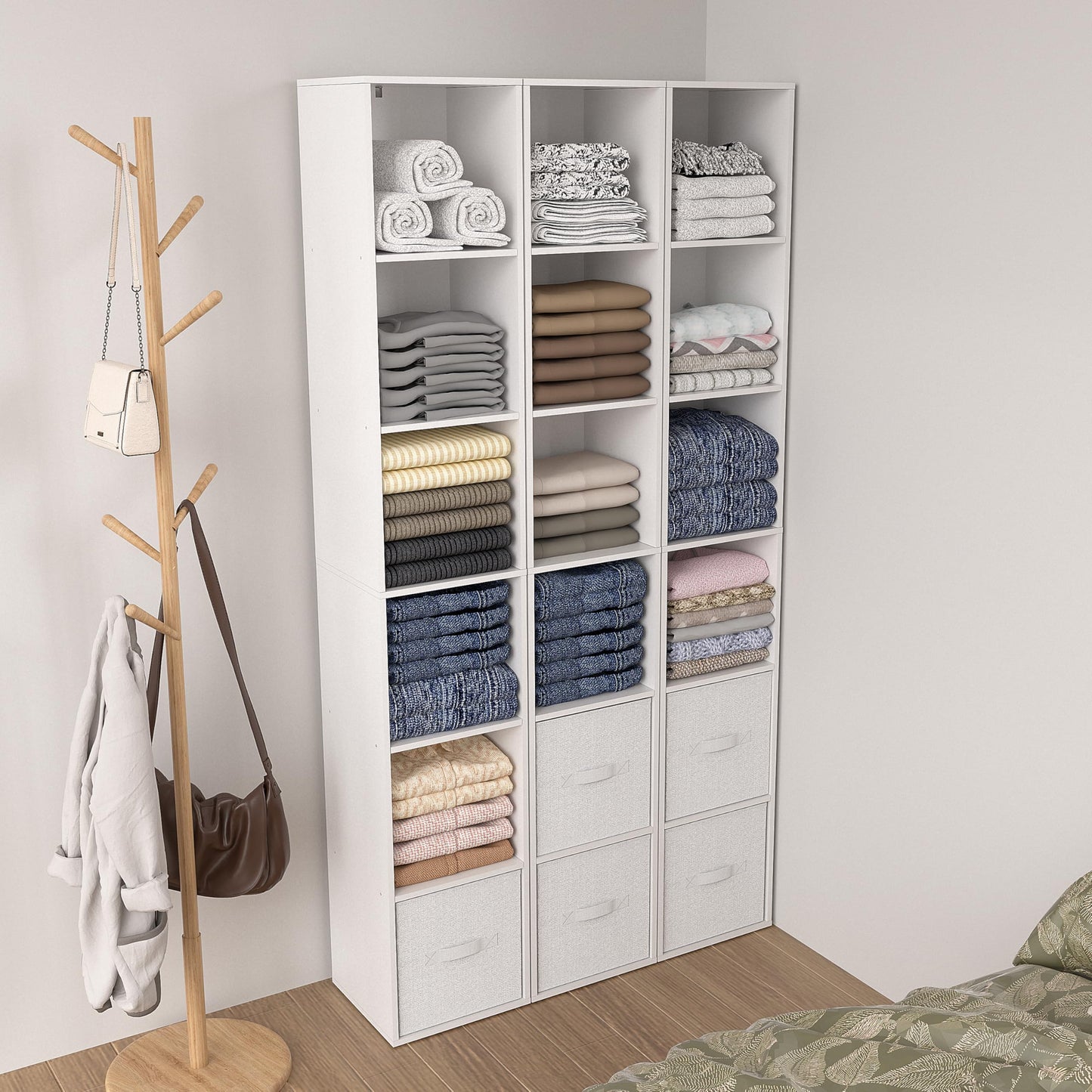 NewBeth White Cube Shelf, 6 Cube Storage Organizer, 6-Tier Freestanding Low Bookshelf, Modern Cube Shelf for Living Room, Bedroom, Kids Toys, Home Office, Multi-Purpose Tall Cube Storage Furniture