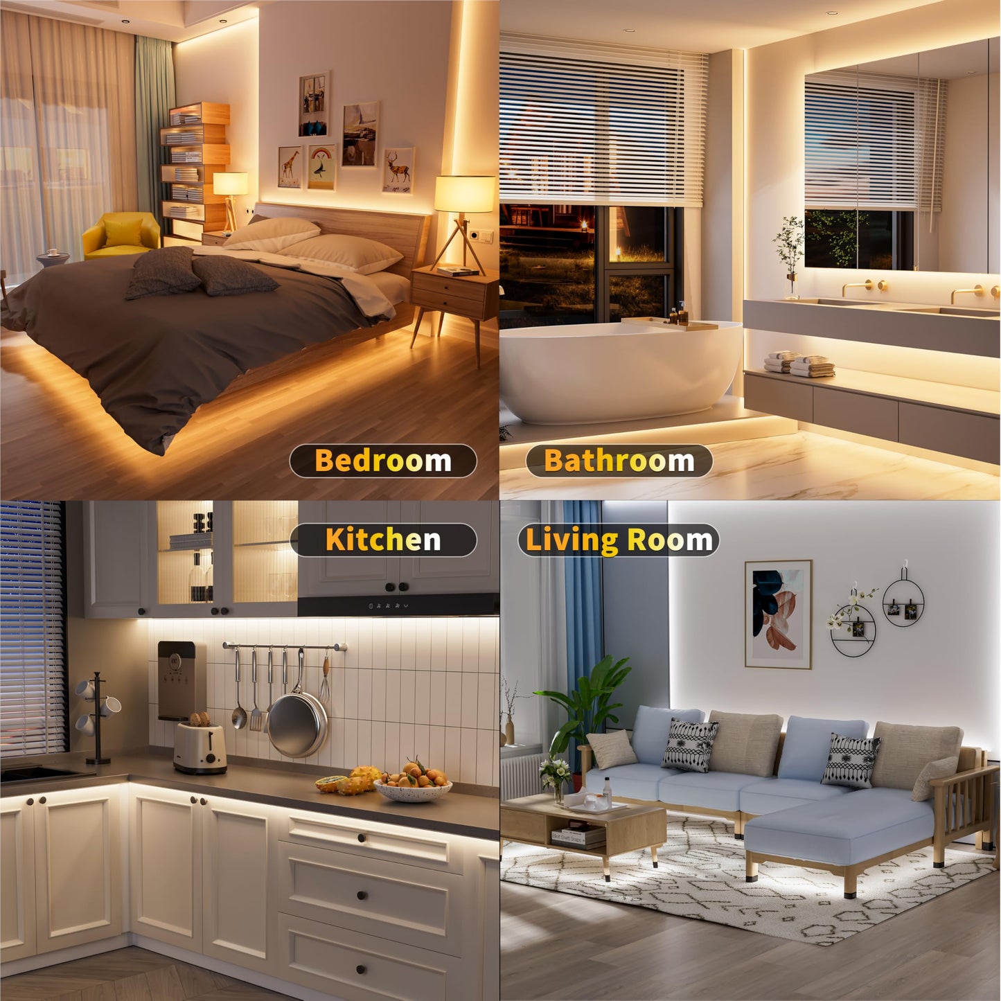 MIWISE CCT COB LED Strip Light Tunable White,20ft/6.1m Dimmable 2700K-6500K CRI90+ 24V LED Tape Light Kit,Compatible with Alexa/Google Assistant/Tuya,for Under Cabinet Bedroom Kitchen DIY Lighting