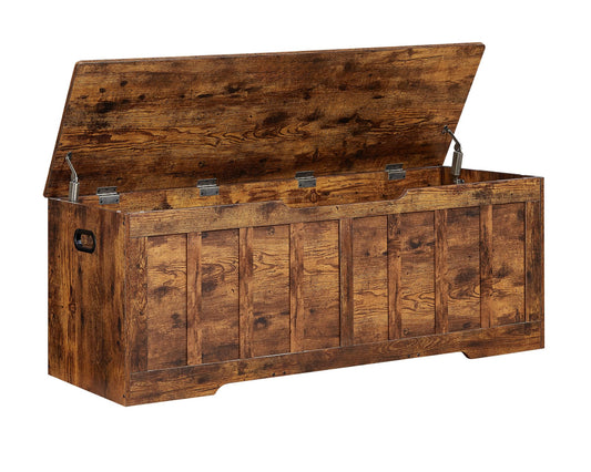 VANKILEY 51.2"Storage chest extra large,storage bench with 2 safety hinges,Shoe Bench,51.2*15.7*19.1inches,wooden trunk for bedroom,livingroom,entryway,Supports 220 lb,Easy Assembly(Rustic brown)