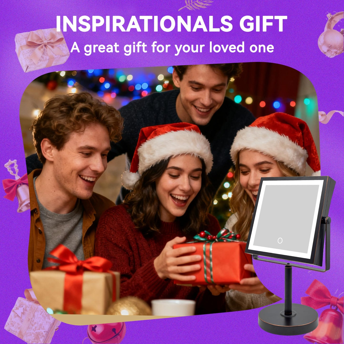 Basitool JIONIESIM Series 1X/10X Makeup Mirror with Lights, Double Sided Lighted Magnifying Mirror with 3 Colors, Height & Brightness Adjustable, Rechargeable 4000mAh Vanity Mirror (Oil Rubbed Bronze)