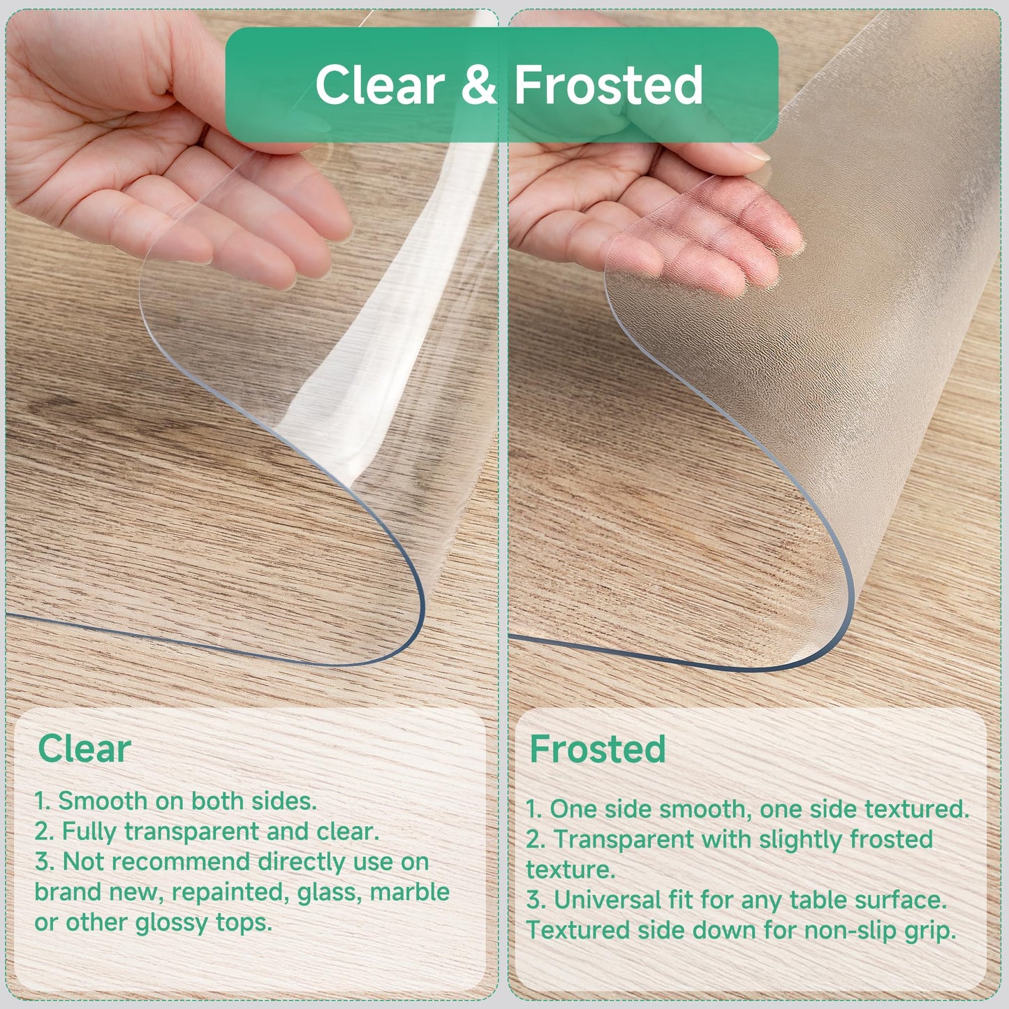 NATRKE Clear Desk Mat Pad, 35.4" X 15.7" Large Transparent Desk Protector, 1.5mm PVC Waterproof Non-Slip Writing Desk Pad Blotter for Desktop Home Office, 90 x 40 cm