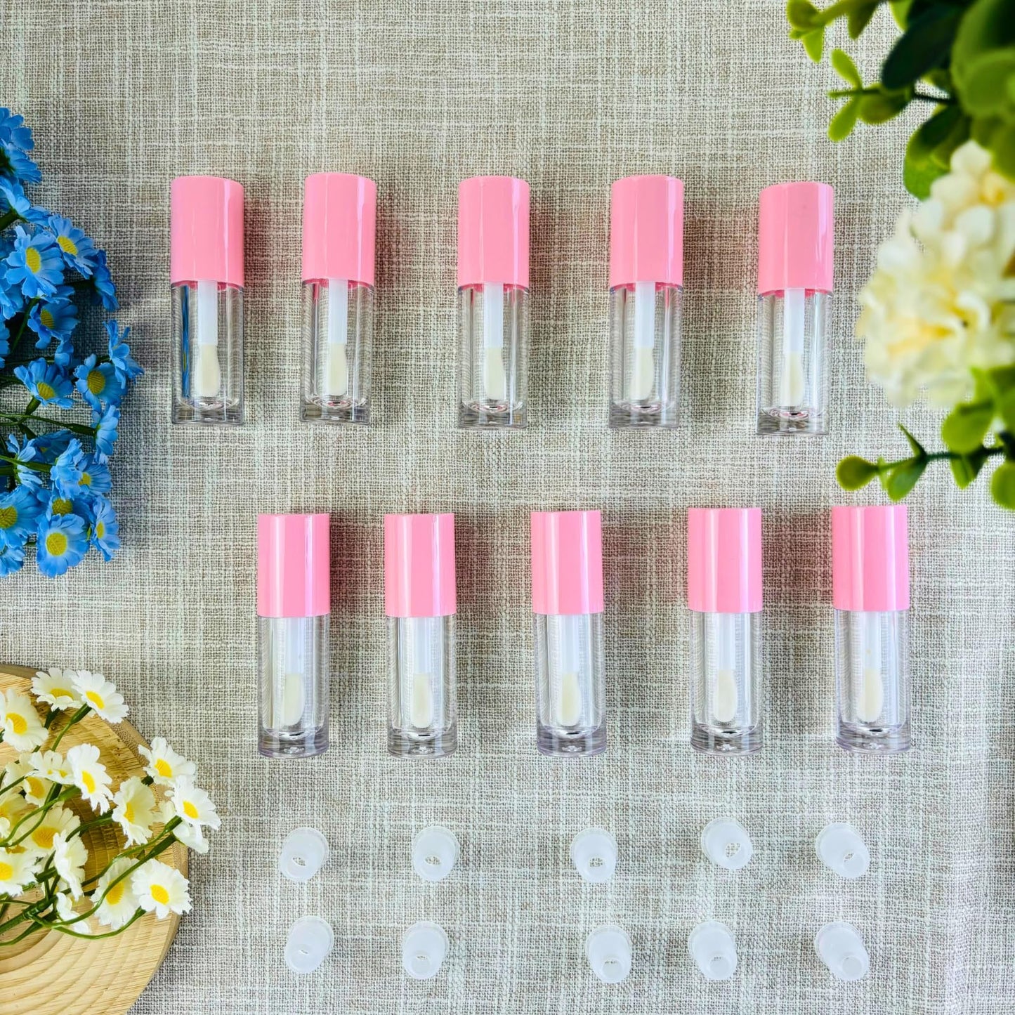 MOCIKE 10PCS Empty Lip Gloss Tubes, 6ml Pink Containers With Thick Wand for DIY Making