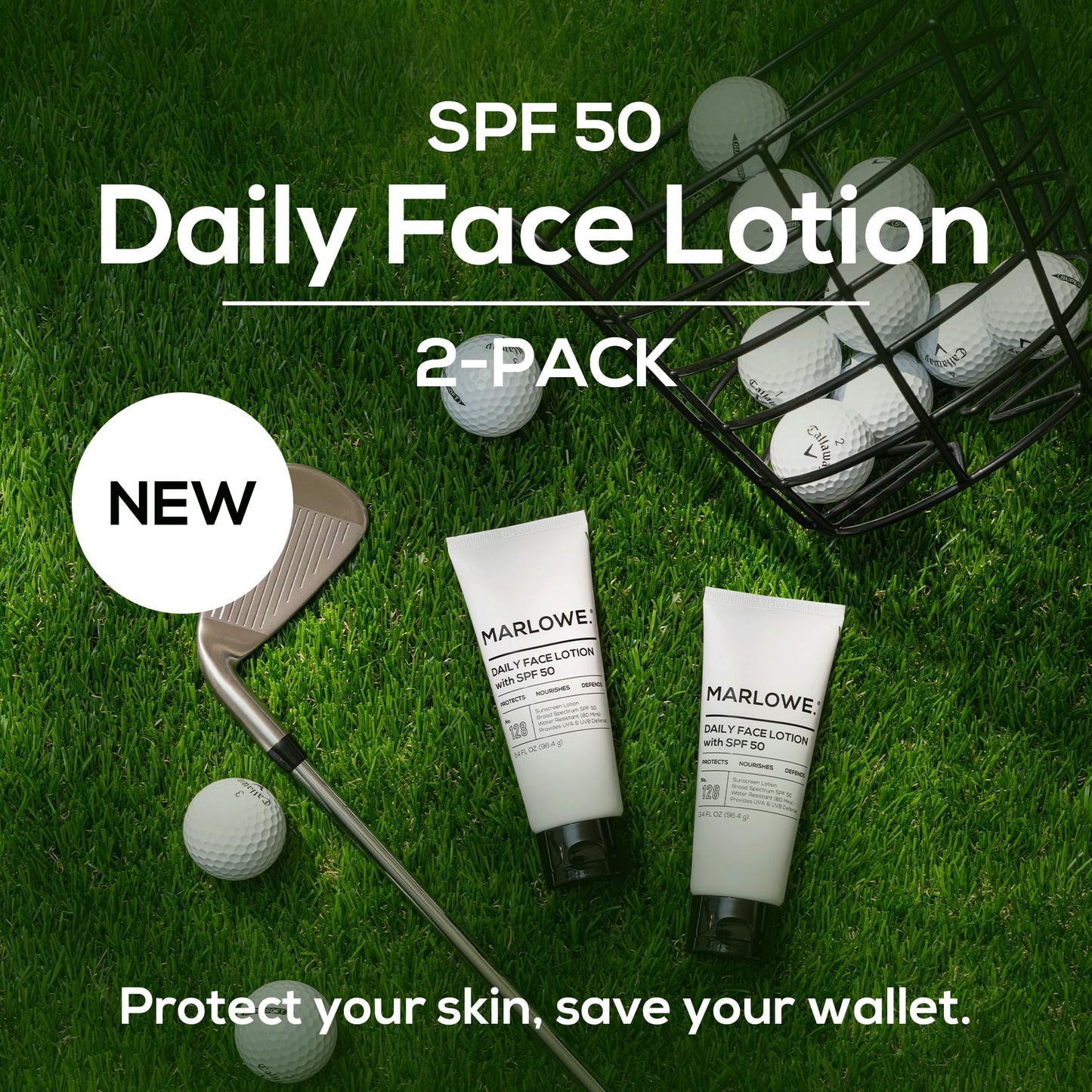 MARLOWE. Face Moisturizer with SPF 50, Daily Sunscreen Lotion, 3.4 oz, 2 Pk