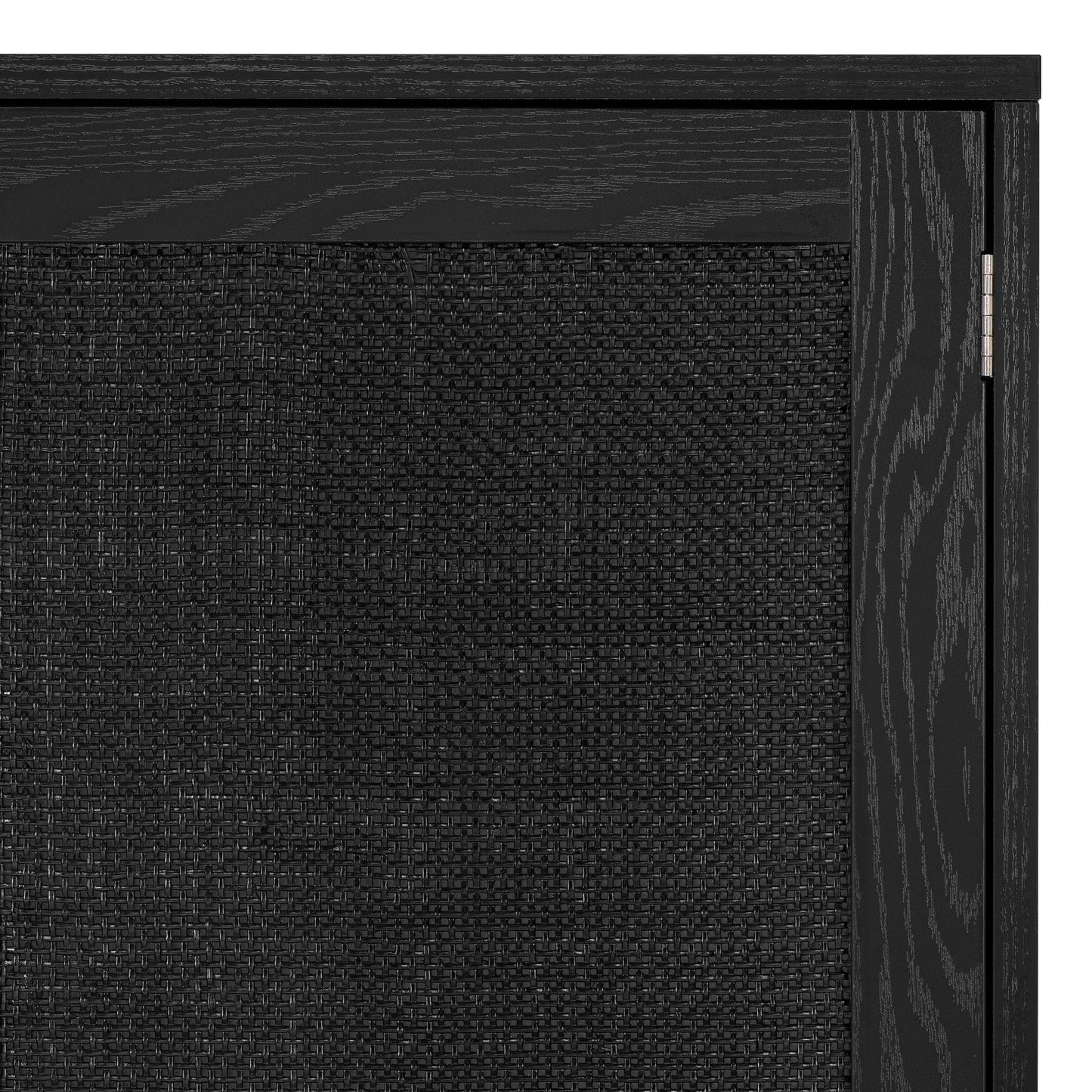 Finnhomy Sideboard Buffet Kitchen Storage Cabinet with Black Painted Rattan Decorated Doors, Dining Room, Hallway, Cupboard Console Table, Liquor/Accent Cabinet, 31.5X 15.8X 34.6 Inches, Black