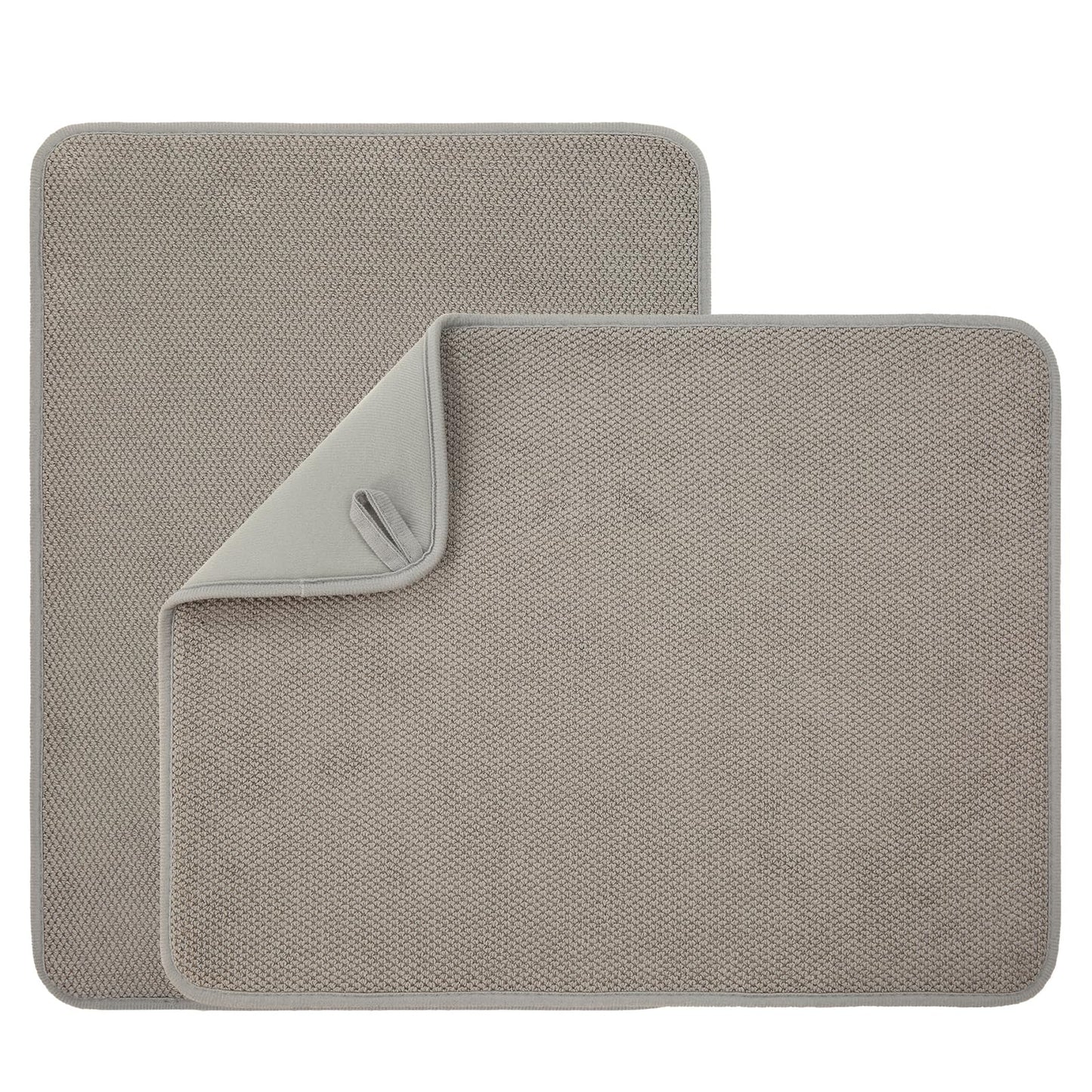 VESHE 2 Pack Microfiber Dish Drying Mat for Kitchen Counter,Ultra Absorbent Dish Drainer Mat ,Dish Drying Pad , Dish Rack Mat 20×15 Inch (Gray)