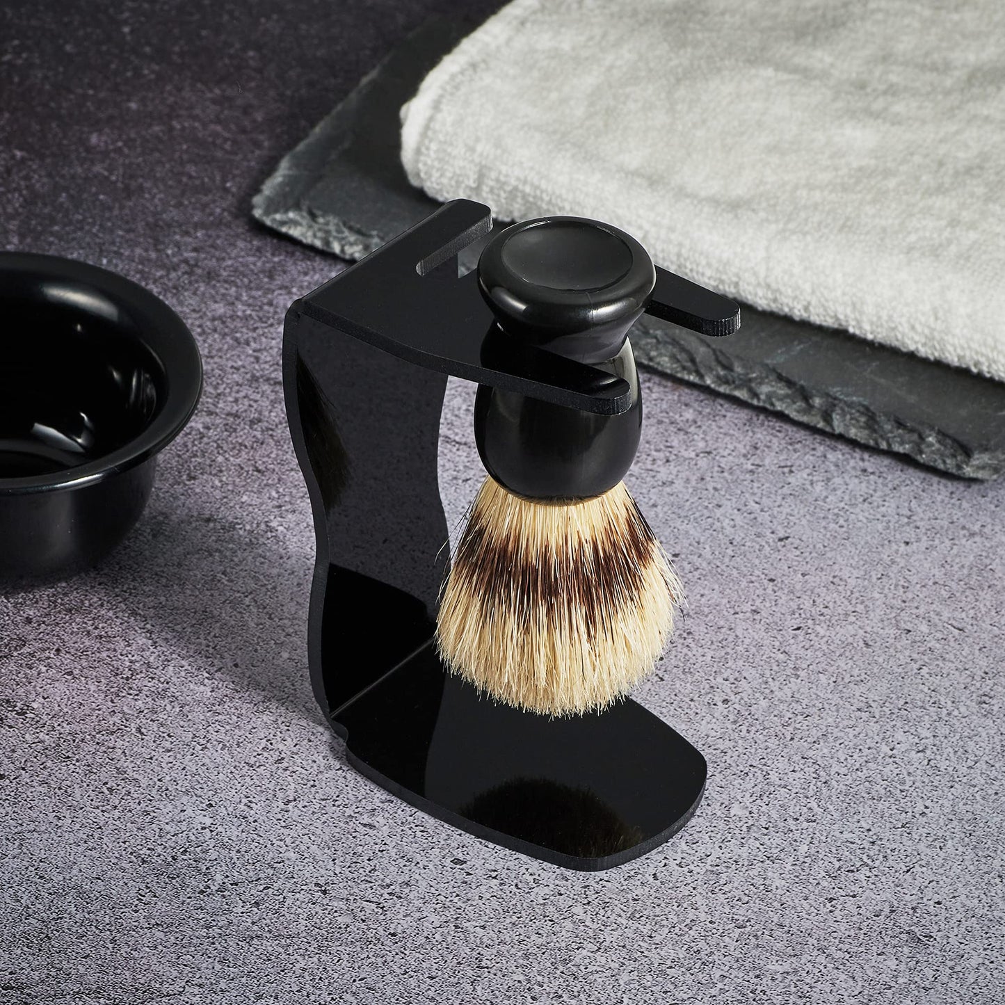 Classic DE Razor Double Edge Safety Razor Butterfly TTO Shaving Razor with Black Acrylic Stand and Bristle Shaving Brush Mini Soap Bowl 10 Blades Wet Shaving Gift Set for Men w/Cleaning Brush