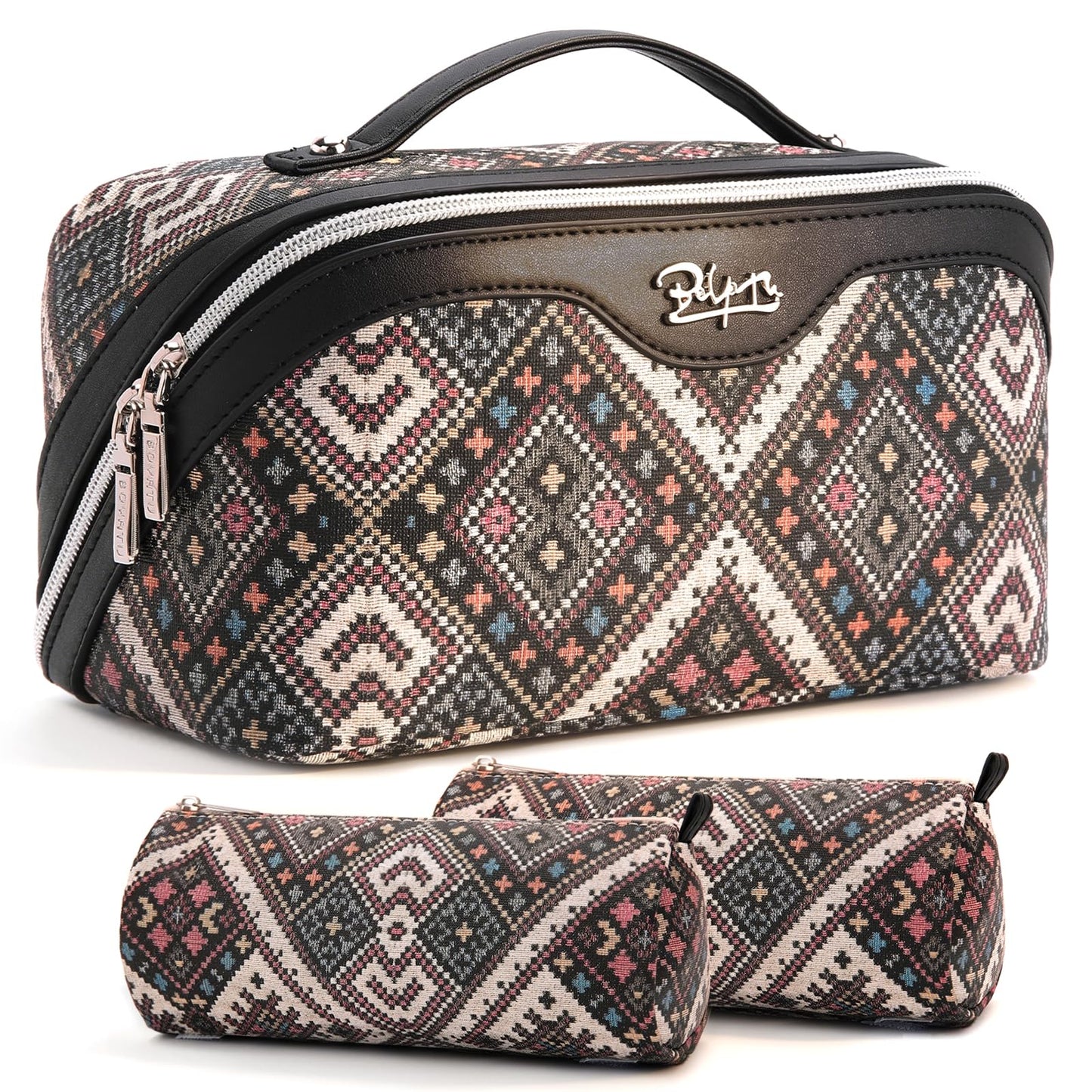 BOYATU Travel Makeup Bag Organizer: Boho Large Capacity Cosmetic Bag Sets