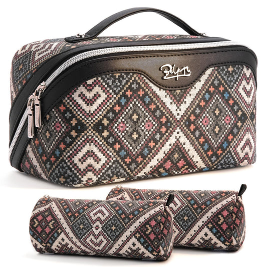 BOYATU Travel Makeup Bag Organizer: Boho Large Capacity Cosmetic Bag Sets