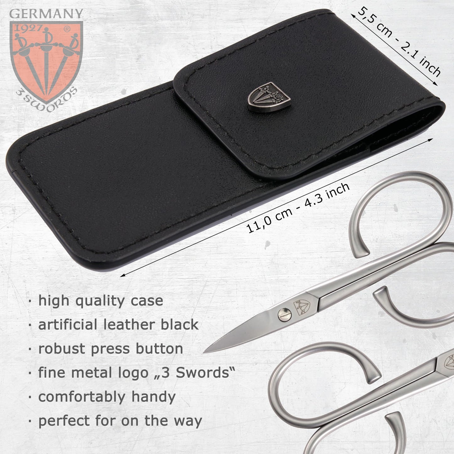 3 Swords Germany Solingen - brand quality STAINLESS STEEL INOX CURVED NAIL SCISSORS - STRONG SCISSORS FOR STRONG PEOPLE with case by 3 Swords Germany