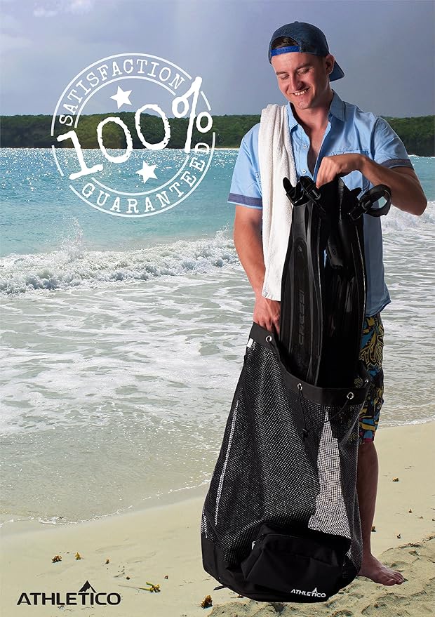 Athletico Scuba Diving Bag - XL Mesh Travel Backpack for Scuba Diving and Snorkeling Gear & Equipment - Dry Bag Holds Mask, Fins, Snorkel, and More