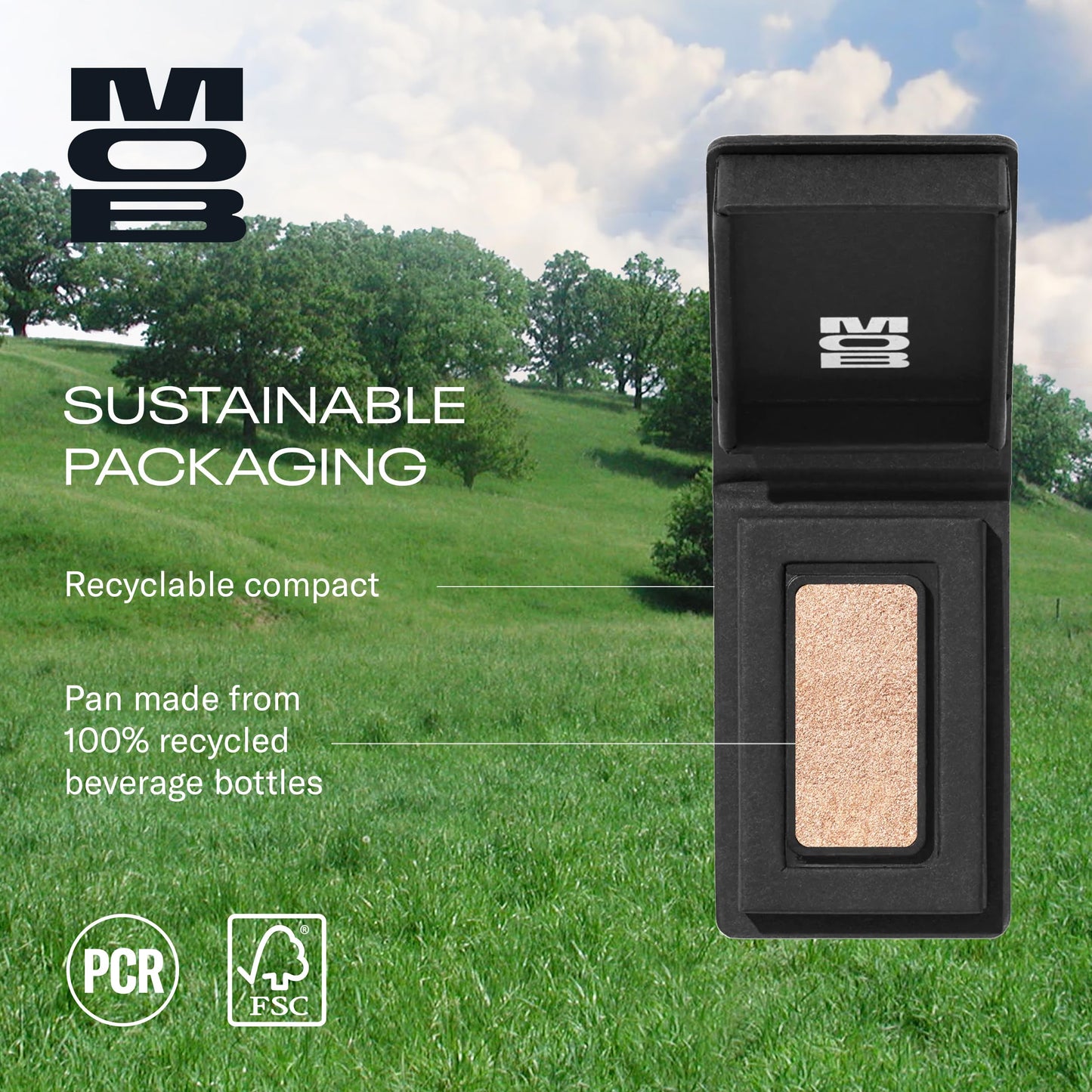 MOB Beauty Cream Clay Eyeshadow, M161 Sandy Taupe Shimmer, Buildable Skincare-Infused Long Wearing Cream to Velvet Finish for Eyes, Recyclable Compact, Vegan, Cruelty Free