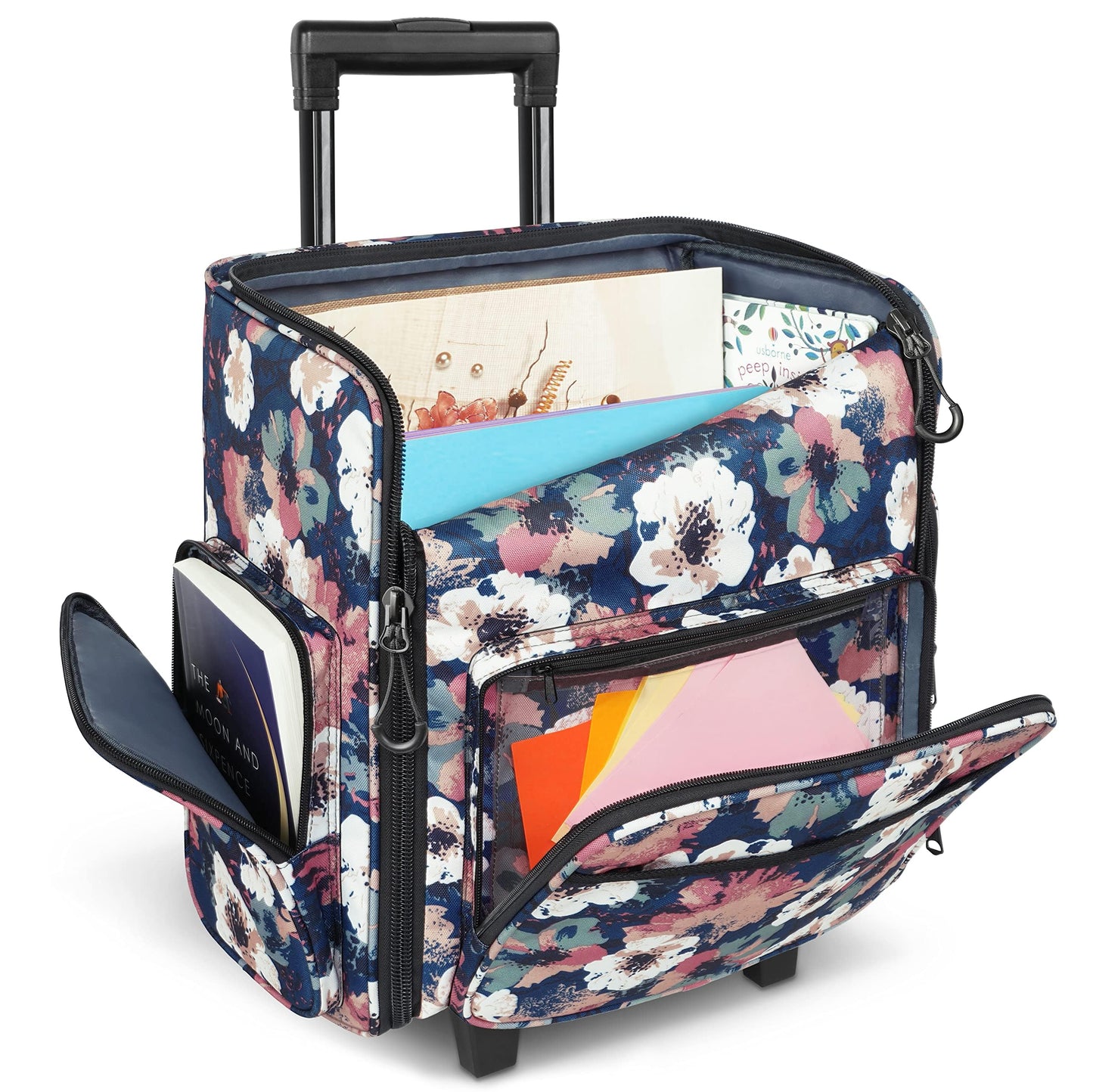 YOREPEK Large Rolling Craft Bag Wheels, Briefcase Gift for Crafter Teacher