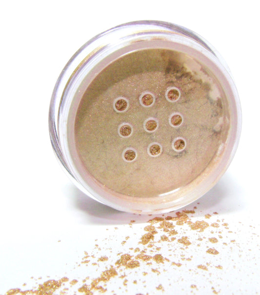 Pure Ziva Sand Beige Nude Naked Gold Goddess Glam Shimmer Loose Eyeshadow Powder Pigment, Single Glitter Mineral Dust Jar Pot; Talc, Paraben & Cruelty Free, No Animal Testing