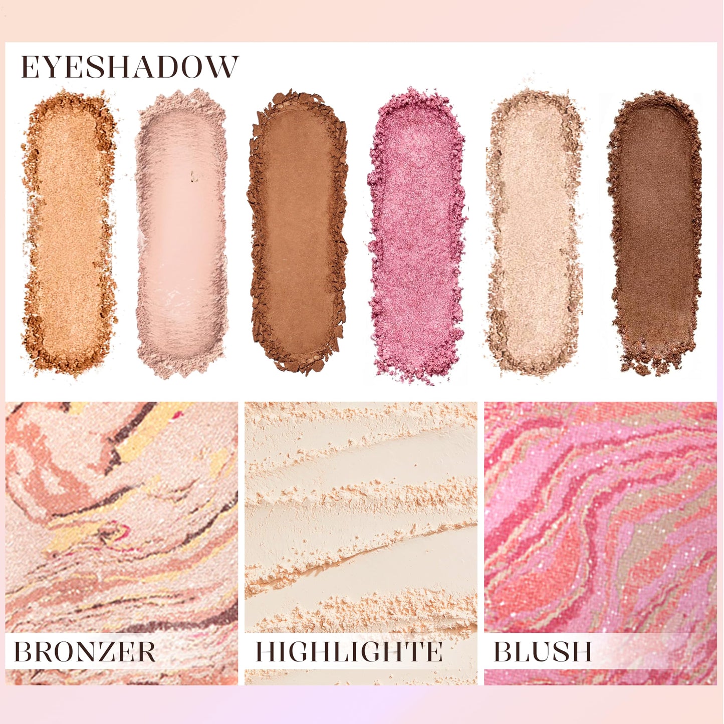 All in One Baked Makeup Face Palette, Neutral Eyeshadow Palette，Includes Blush, Bronzer Powder, Highlighter Makeup, Eye Shadow for Older Women, Shimmer & Matte, Buildable Pigmented, Travel Makeup Kit